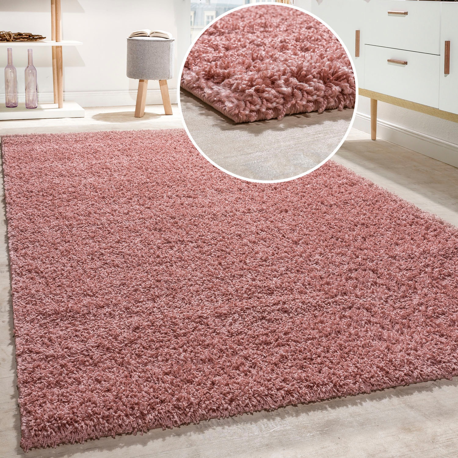 Paco Home Teppich "Twister 500" rechteckig 44 mm Höhe Uni Hochflor Shaggy m günstig online kaufen
