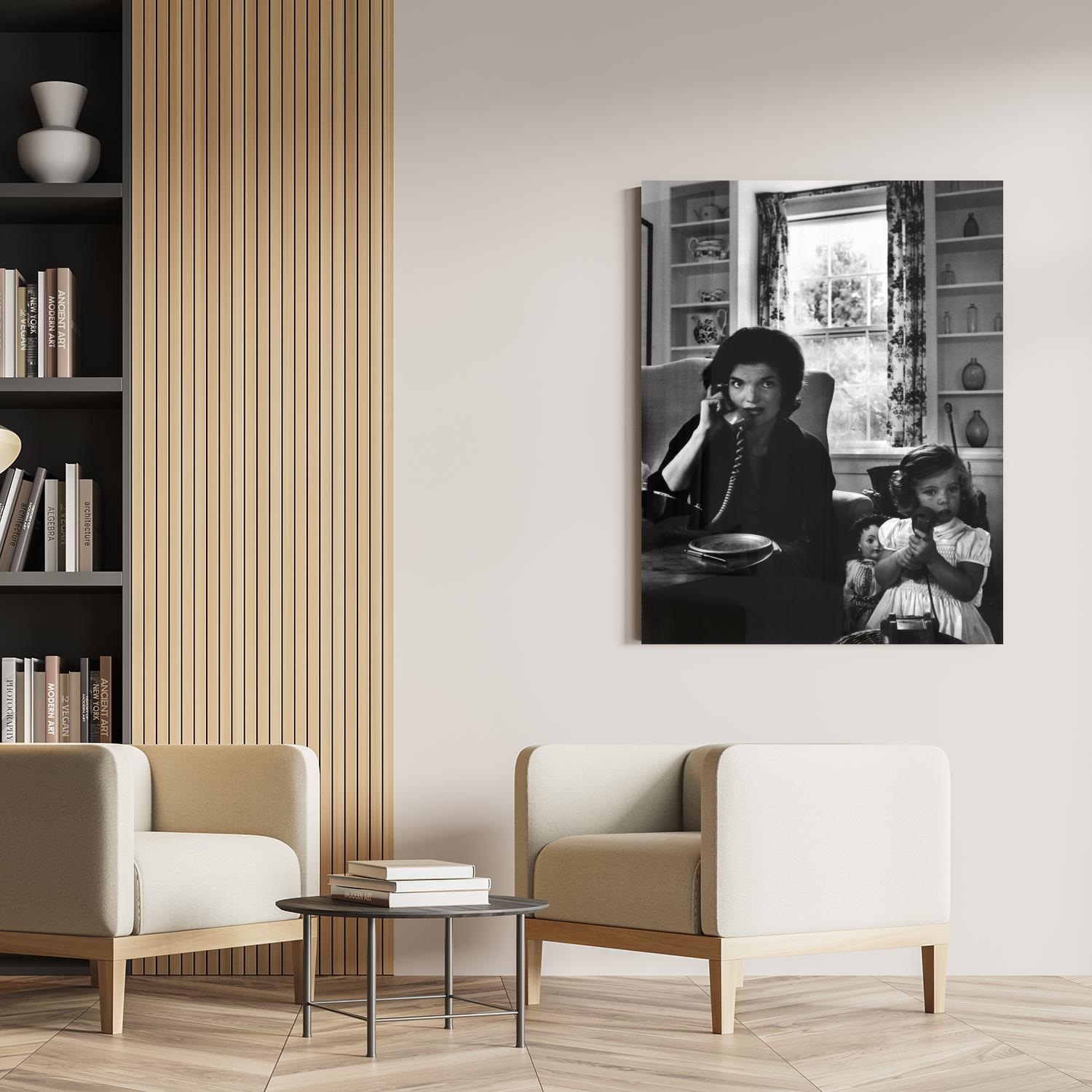 queence Acrylglasbild »The Phone«, Schwarz-Weiß-Frau-Stars-Portrait-Foto-Fi günstig online kaufen