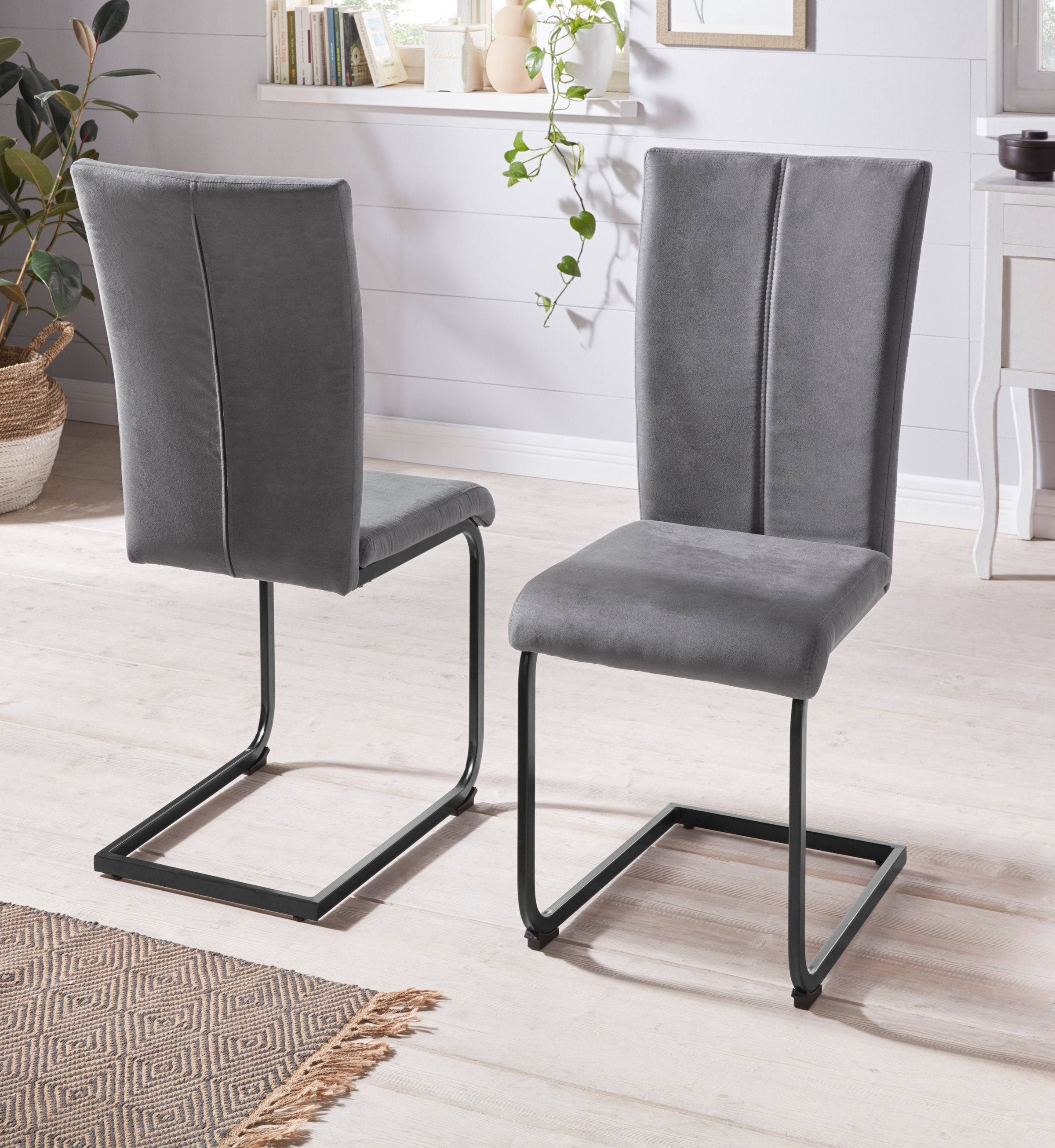 Home affaire Freischwinger »Oliver«, (Set), 2 St., Microfaser, Stuhl belastbar bis 120 Kg