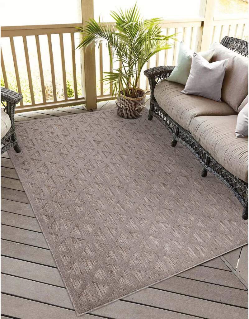Carpet City Teppich Santorini UV-beständig 446, »In-& Flur 3D-Effekt, Geo-Muster«, Outdoorteppich auf Balkon, für kaufen rechteckig, Rechnung Terrasse, Wetterfest Küche, 