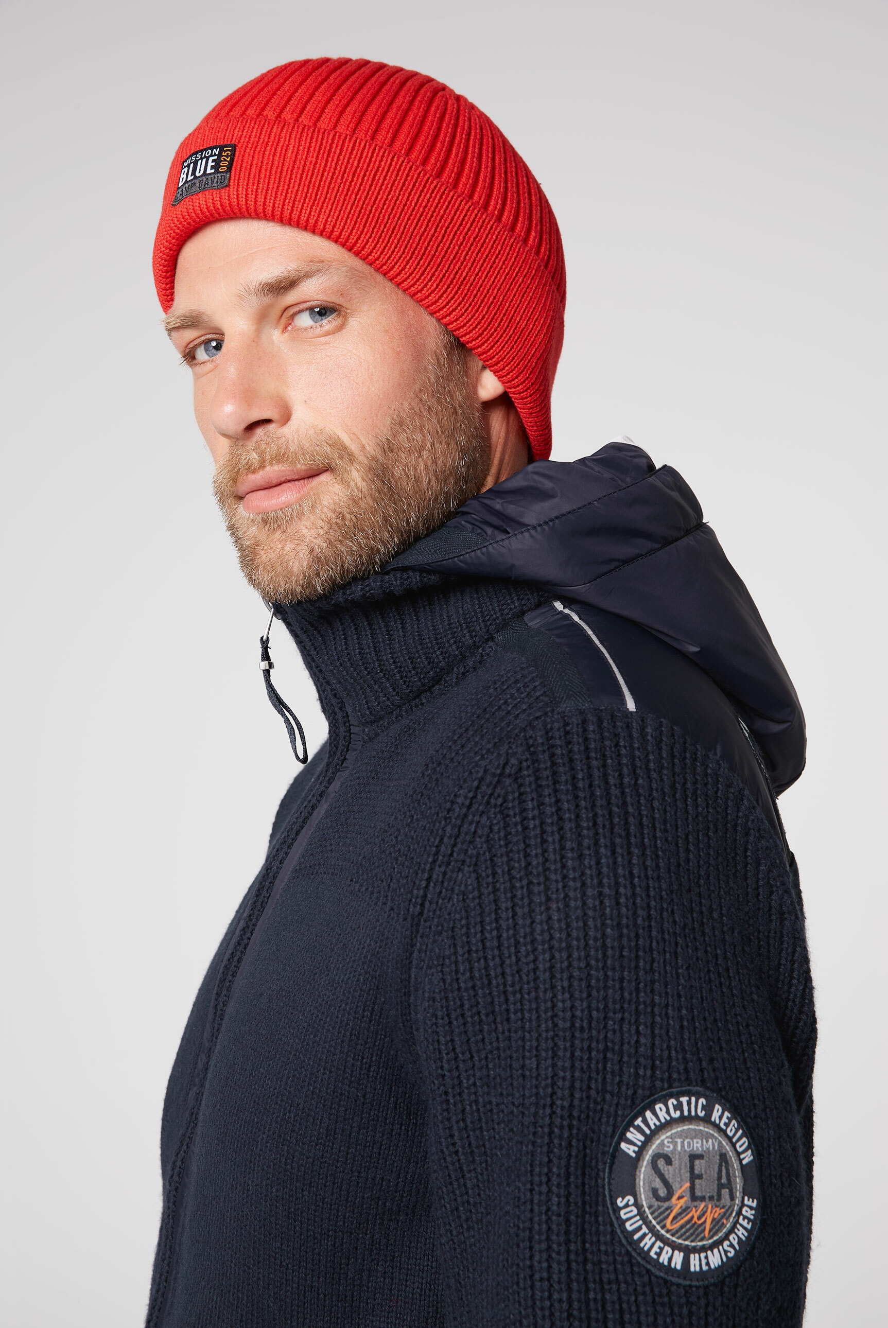 CAMP DAVID Kapuzenstrickjacke, mit abnehmbarer Kapuze