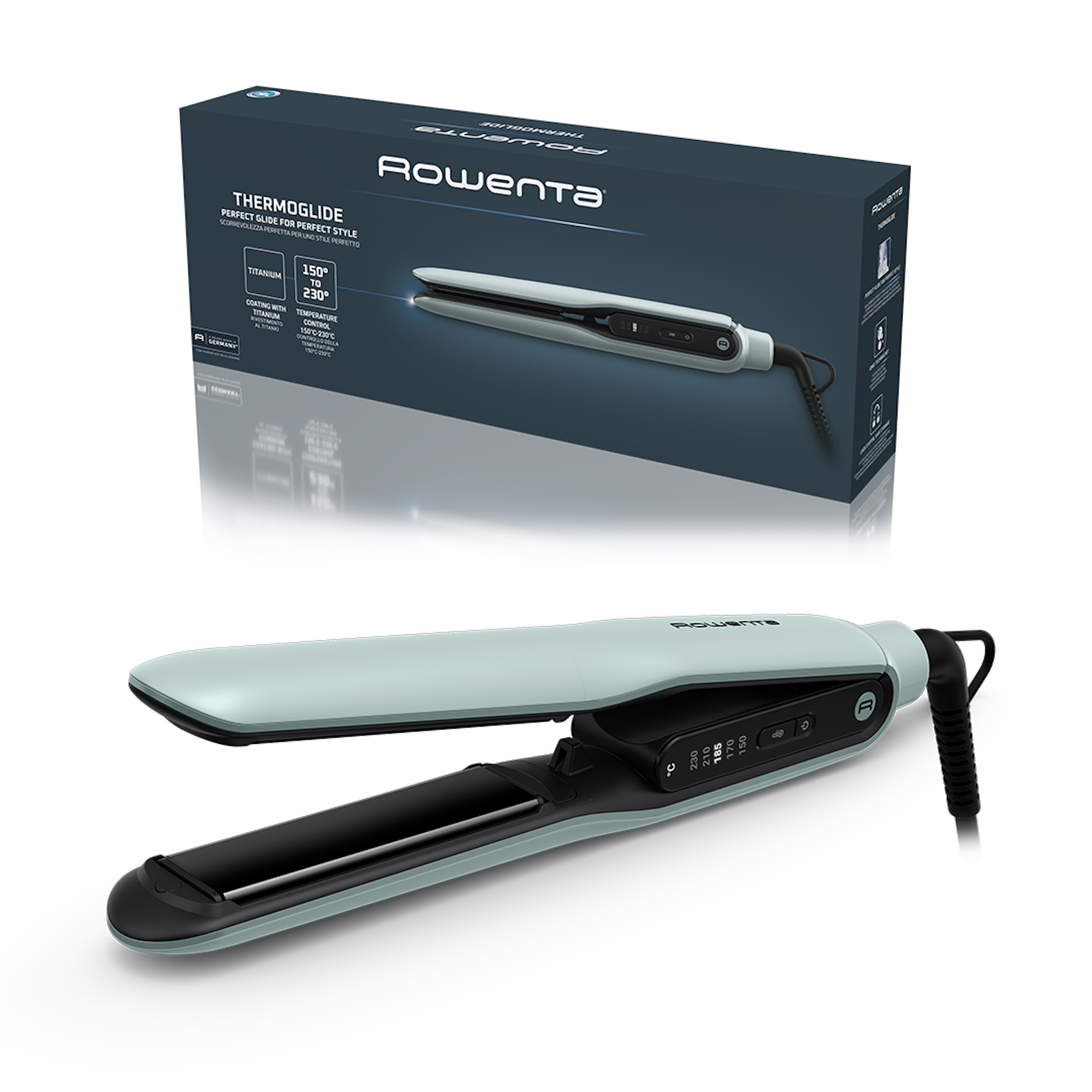 Rowenta Glätteisen »Rowenta Thermoglide«, Titanium, Titanium-Beschichtung, 5 Temperaturstufen von 170°C bis 230°C