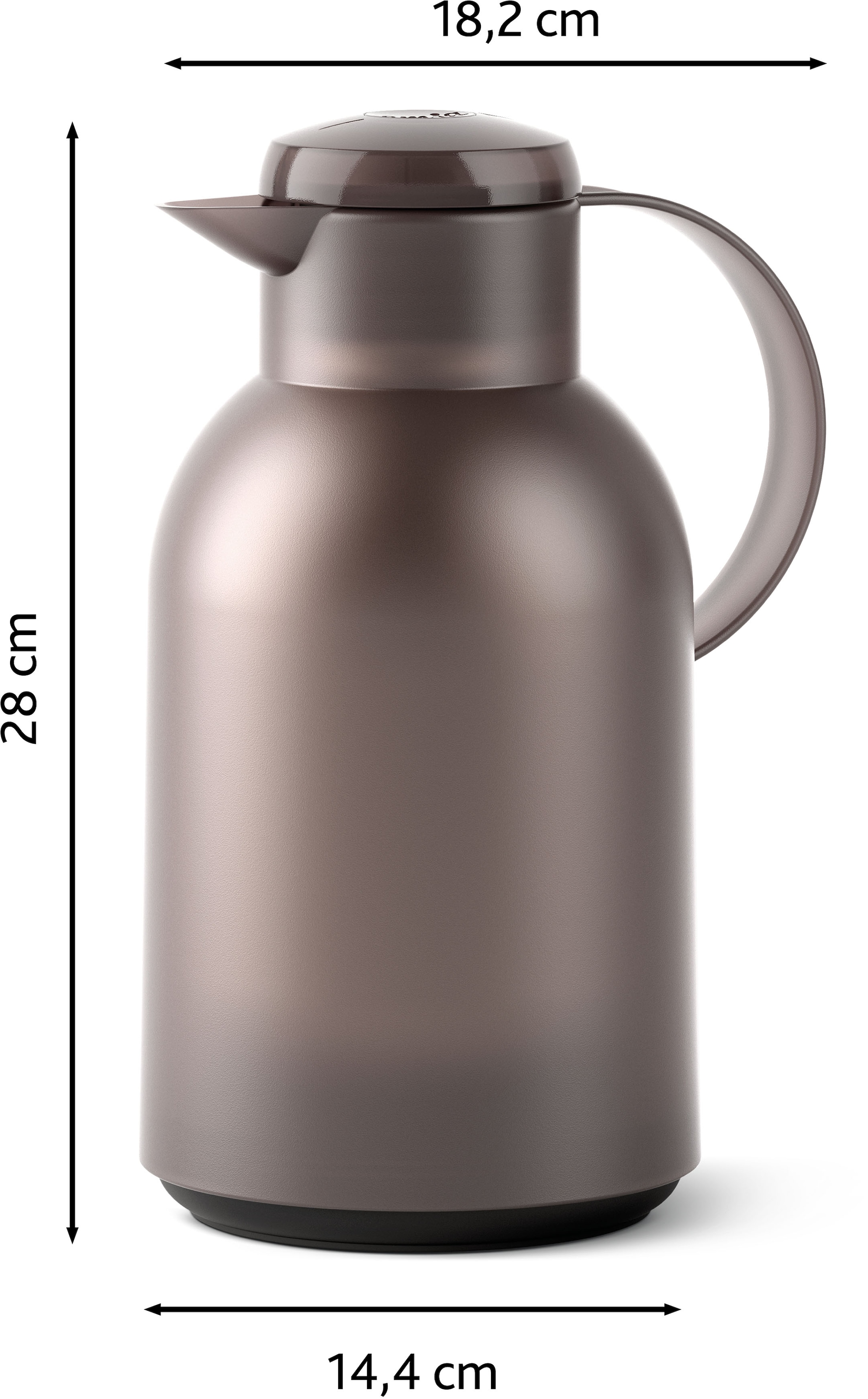 Emsa Isolierkanne »Samba«, 1,5 l, XXL-Modell, zeitloses Design, einfacher Knopfdruck, 24h kalt, 12h warm
