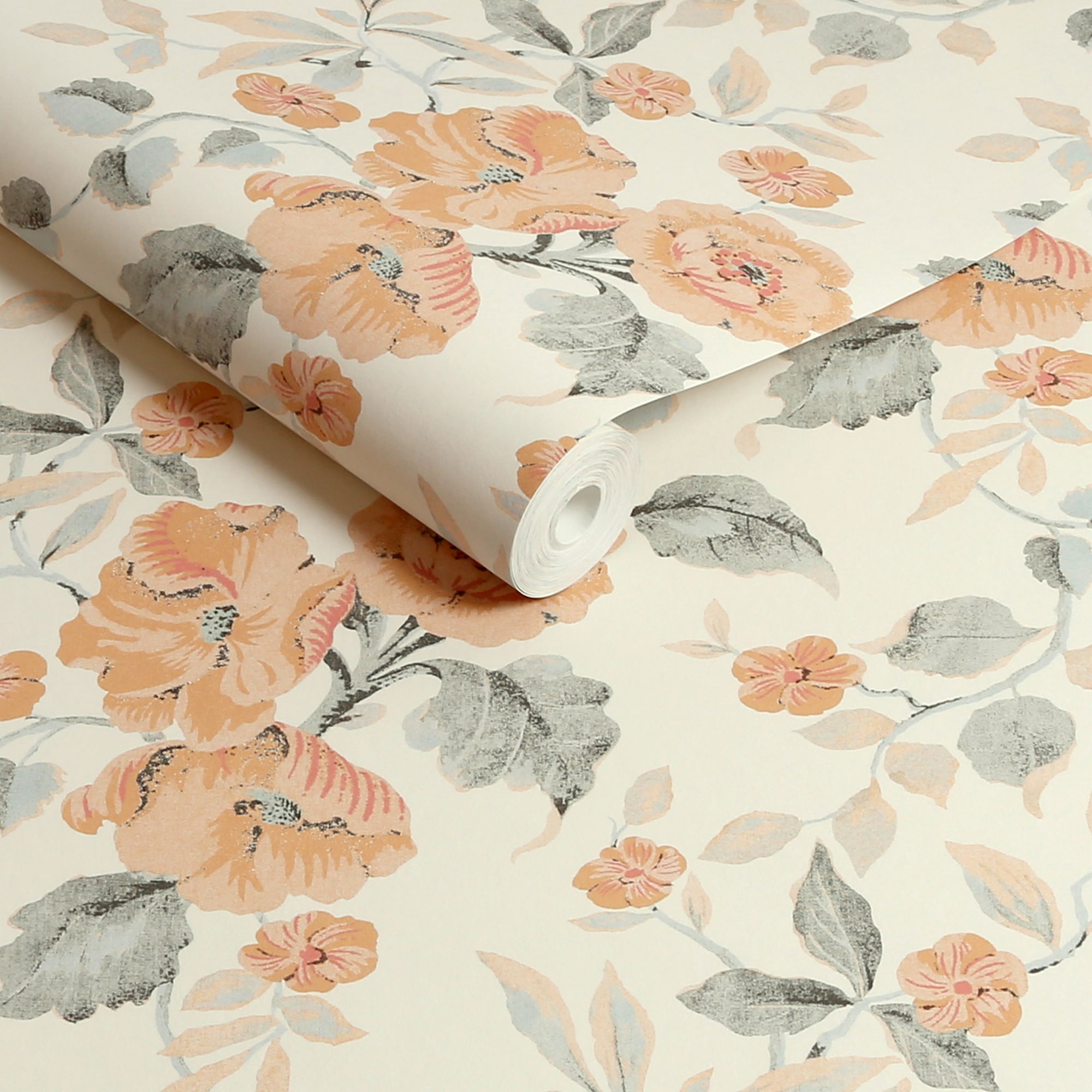LAURA ASHLEY Vliestapete »Alyworth Trail Apricot« geblümt glatt 10mx52cm (ca. 5m2)