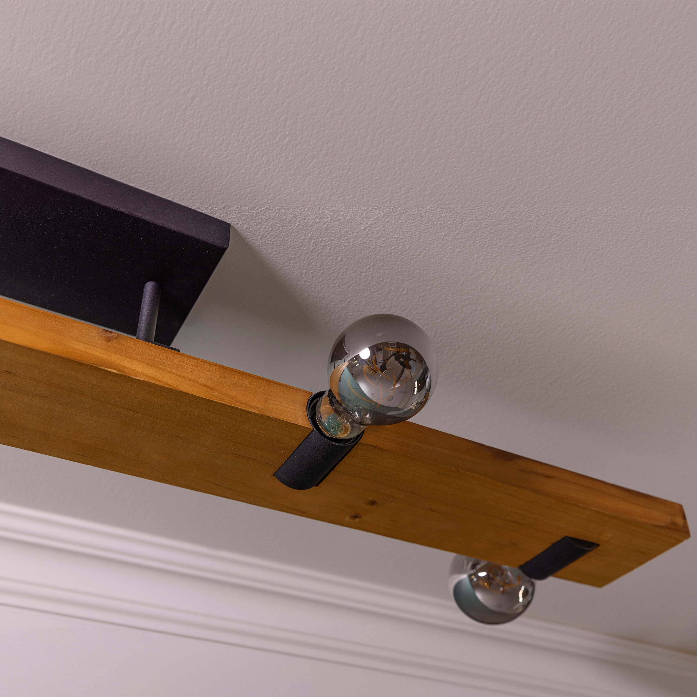 Brilliant Deckenleuchte »Mertes«, 5 flammig, Leuchtmittel E27 | ohne Leuchtmittel, Deckenlampe, E27, 115 x 12,5 cm, Holz/Metall, braun/schwarz