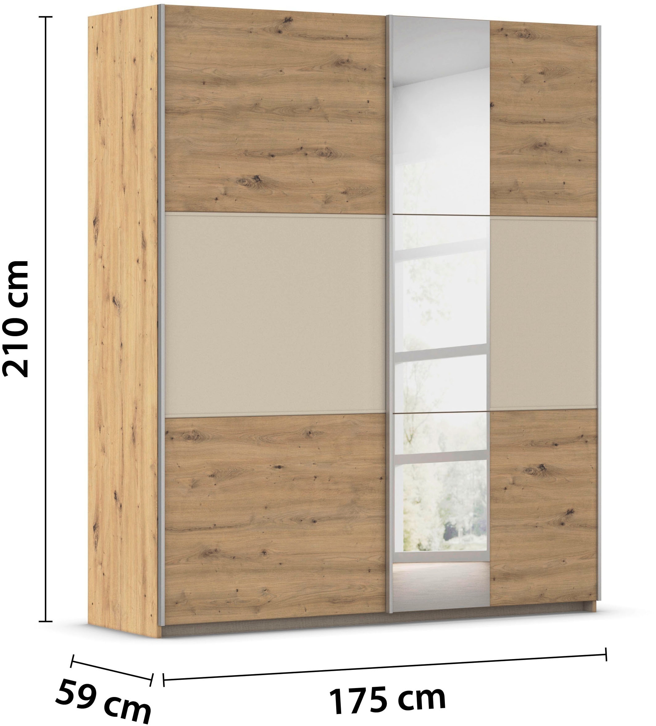 OTTO home Kleiderschrank »Mehrzweckschrank Aktenschrank Möbel Mietswohnung TOPSELLER  ASTANA« 3 Ausstattungen BASIC/CLASSIC/PREMIUM (inkl. SOFT-CLOSE-FUNKTION),  mit 3 Spiegelelementen, Metallgriffleisten alufarbig MADE IN GERMANY