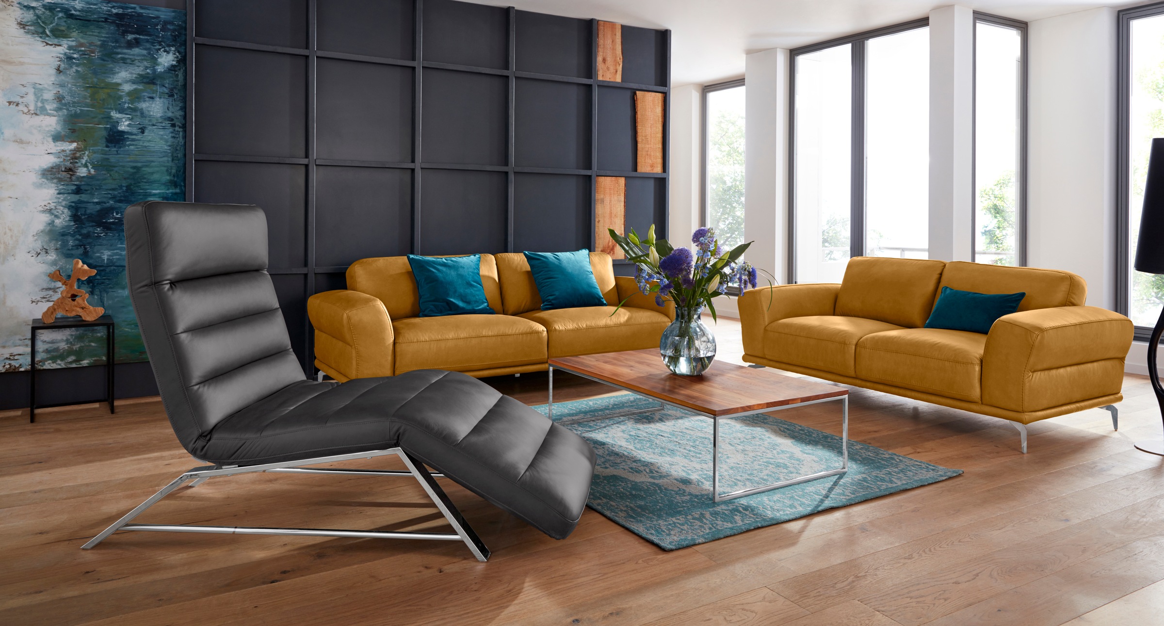 W.SCHILLIG 2,5-Sitzer »montanaa«, mit Metallfüßen in Chrom glänzend, Breite 232 cm