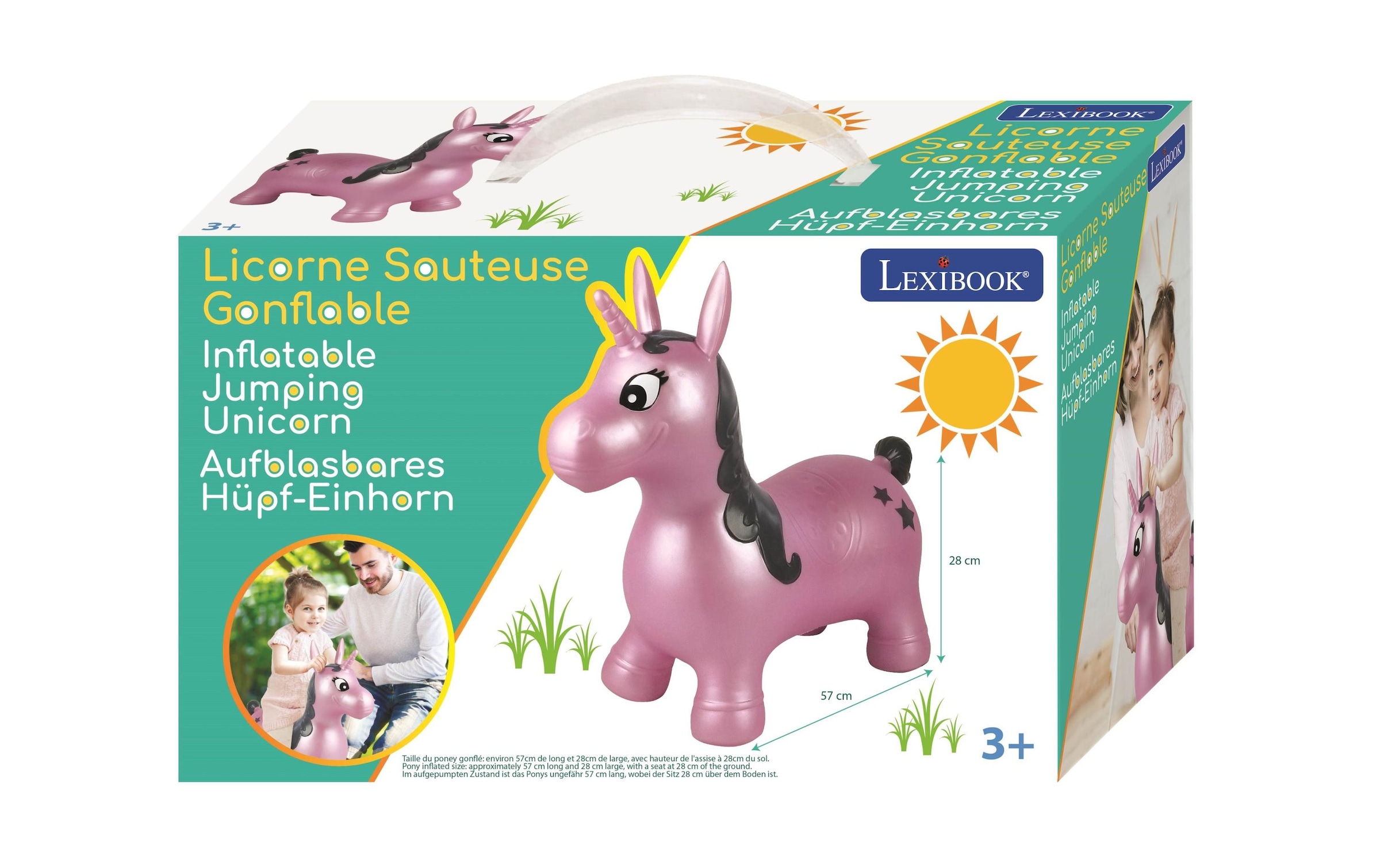 Lexibook® Hüpftier »Einhorn 50 cm« Schnell aufzublasen mit der mitgelieferten Handpumpe