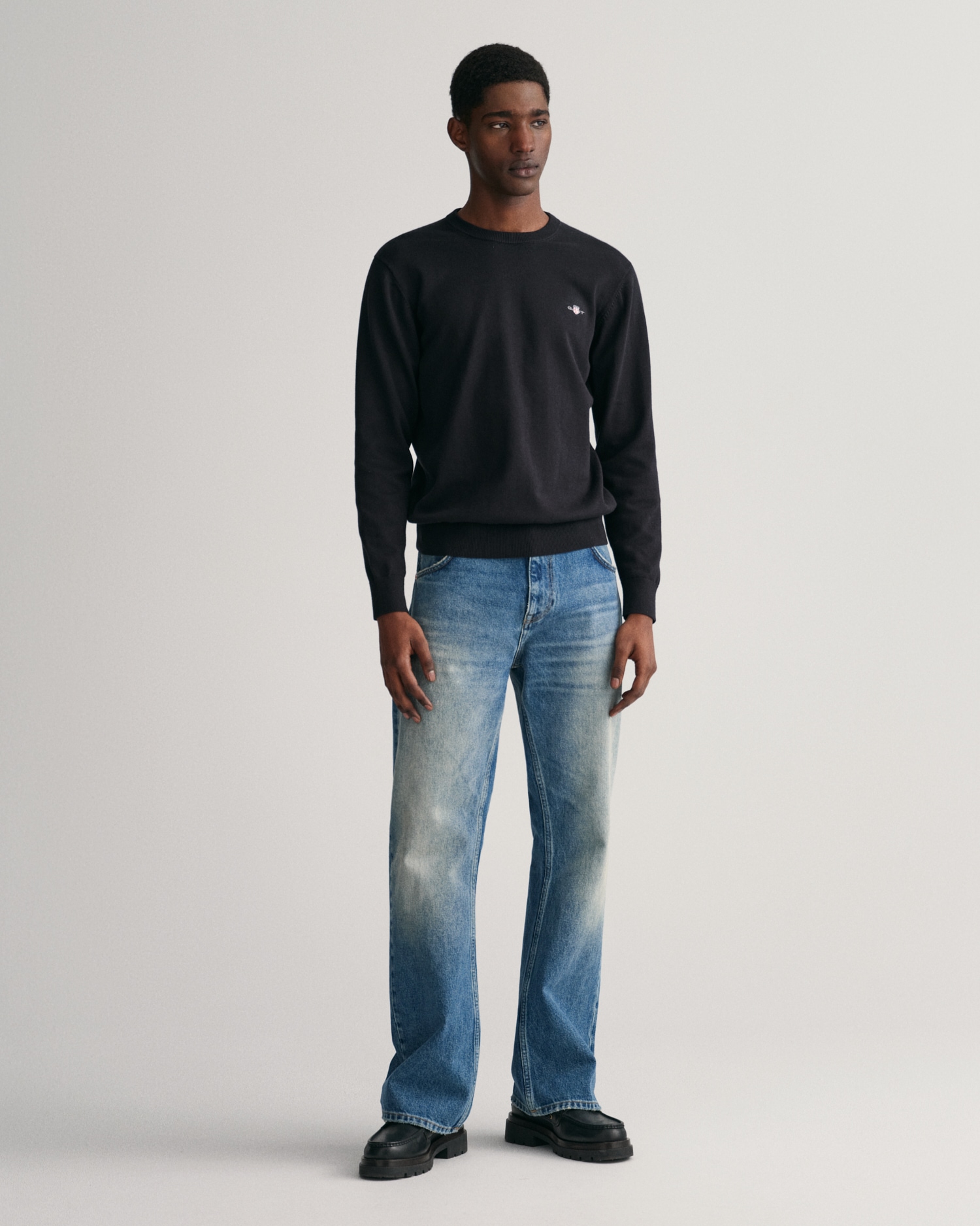 Gant Rundhalspullover »CLASSIC COTTON C-NECK«, Premium Strickpullver aus weicher 100% Baumwolle, Übergangspullover