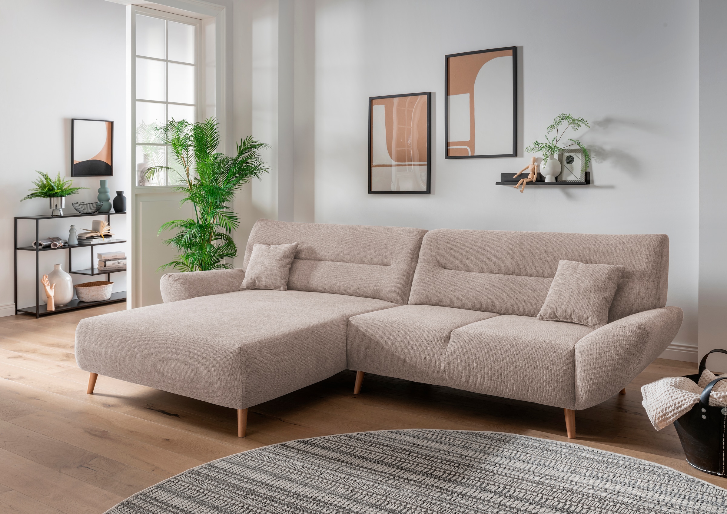 INOSIGN Ecksofa »Drago, elegant und zeitlos, komfortabel, Holzfuß, L-Form«, günstig online kaufen