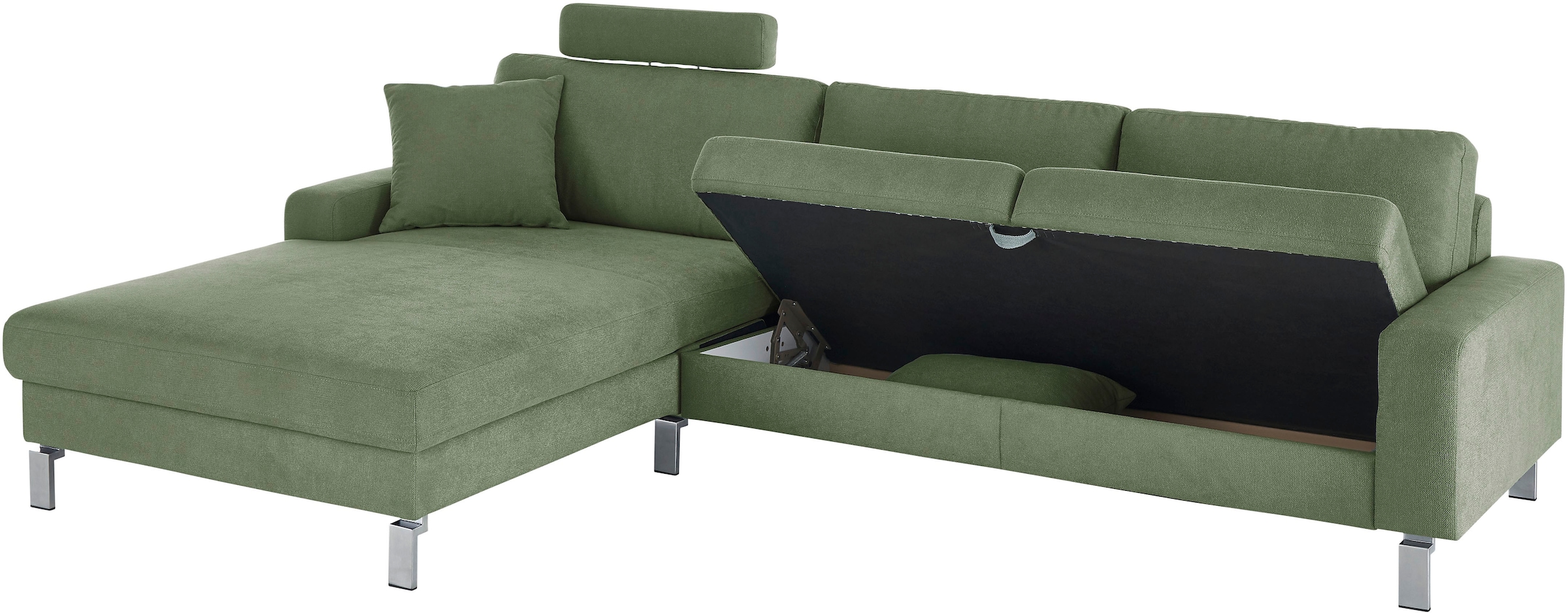 3C Candy Ecksofa »Lecce, wahlweise PUR-Schaumstoff oder Tonnentaschenfederkern«, Bett im 2,5-Sitzer, teilmotorische Schlaffunktion im Longchair, L-Form