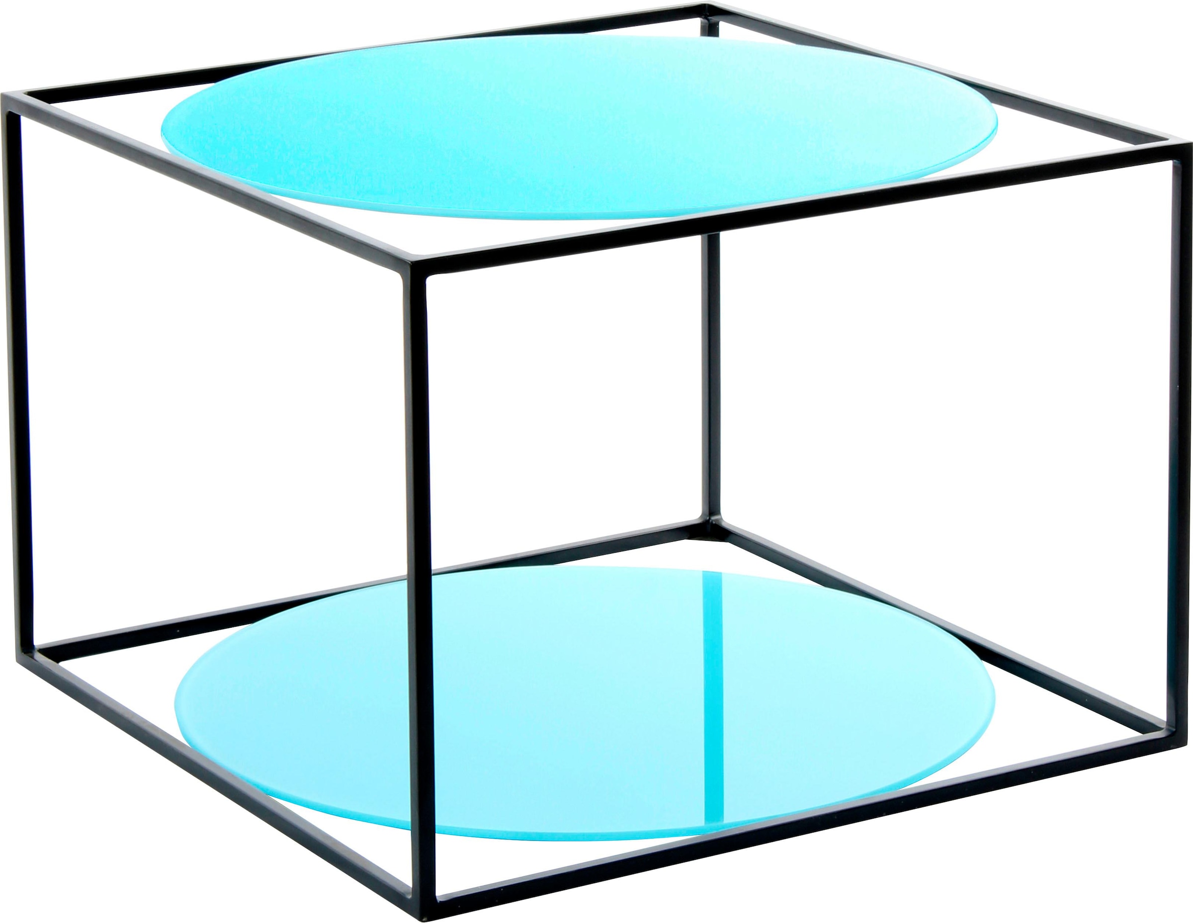 Kayoom Beistelltisch »Cody, Beistelltisch in Würfelform, offenes, modernes Design«, (1 St.), moderne Kubusform mit runden Ablageflächen aus Glas