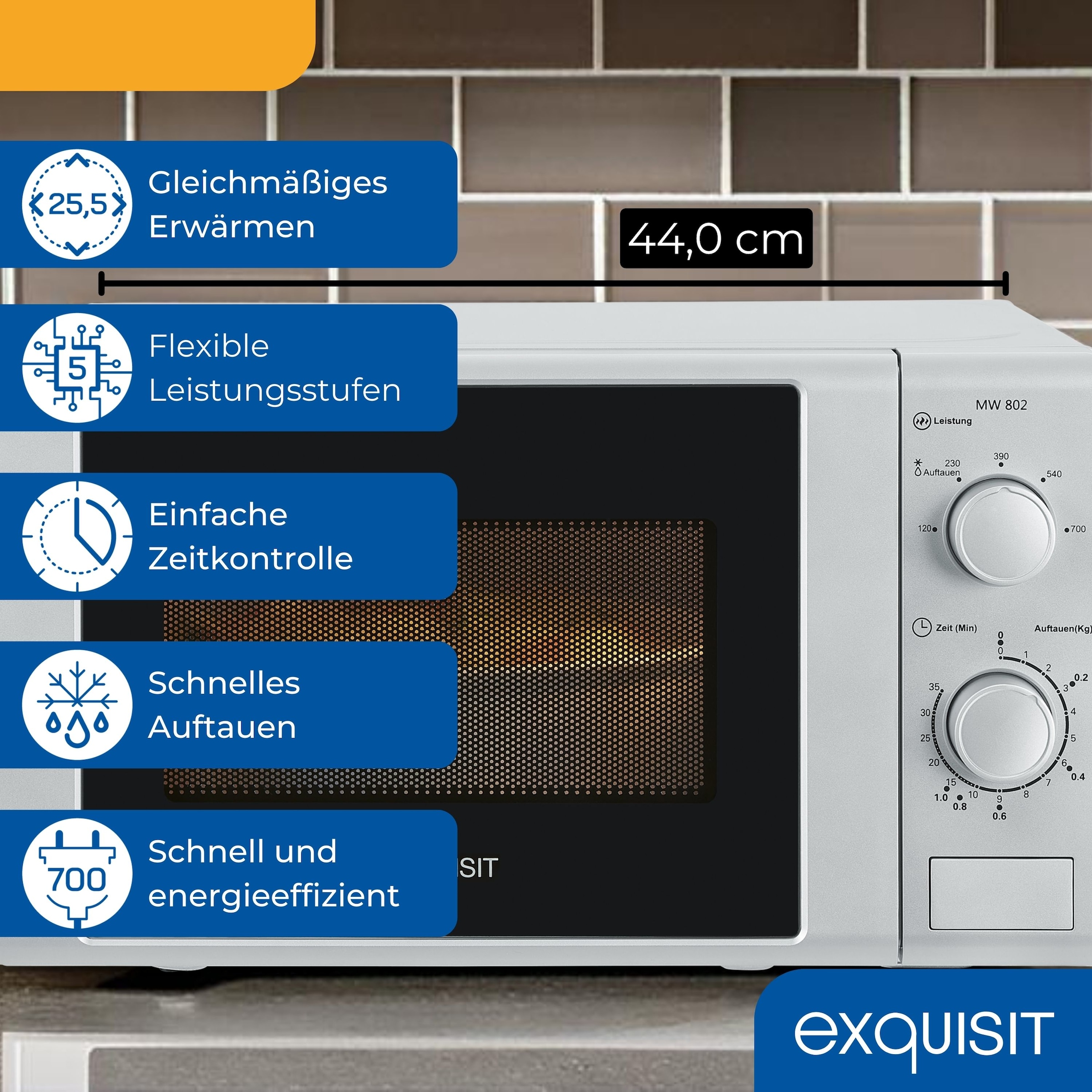 exquisit Mikrowelle »MW 900-030«, Mikrowelle, 700 W, silber