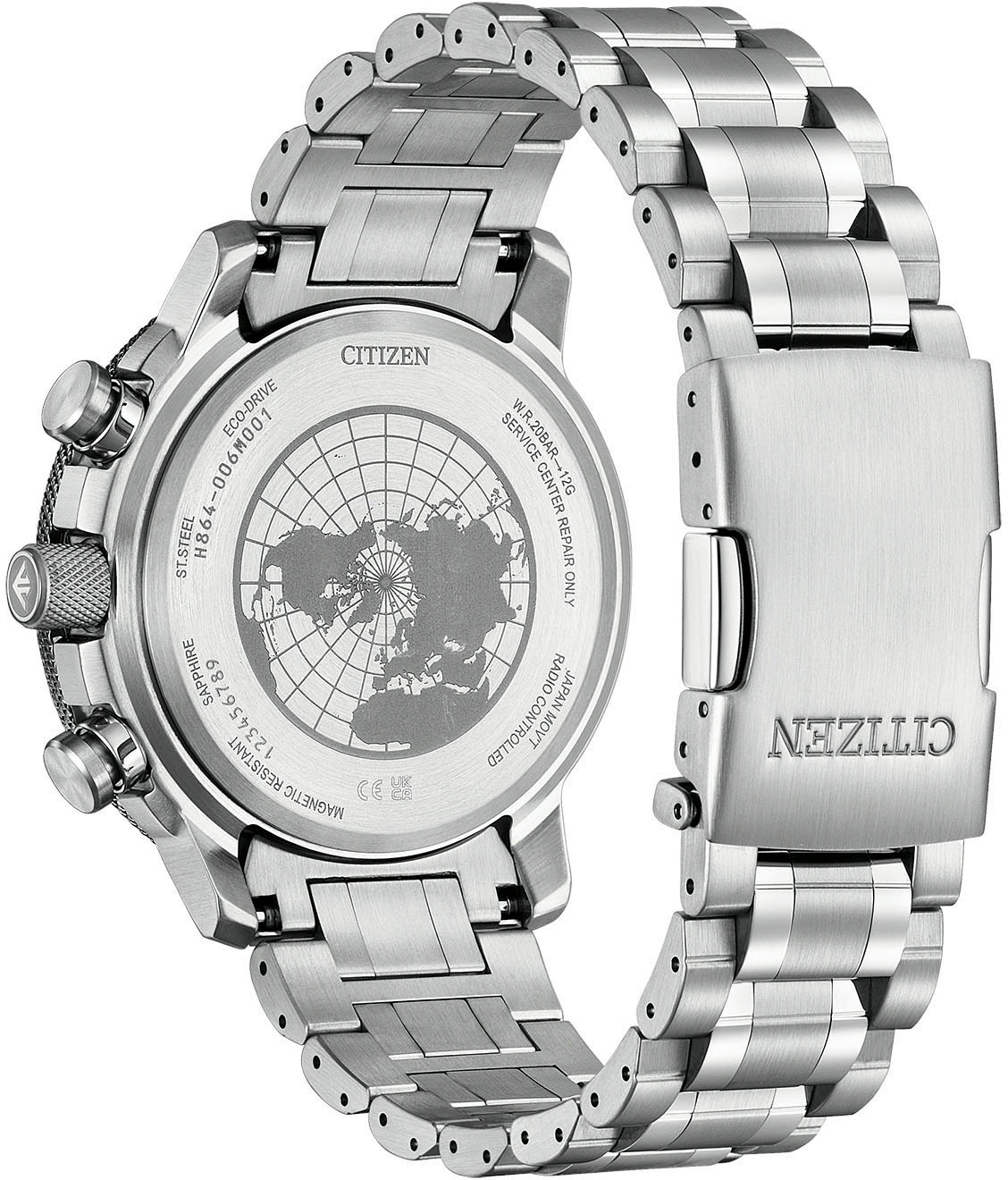 Citizen Funk-Multifunktionsuhr »Promaster Geo Trekker«, Armbanduhr, Solar, Herrenuhr, Edelstahlarmband, Datum, 2. Zeitzone