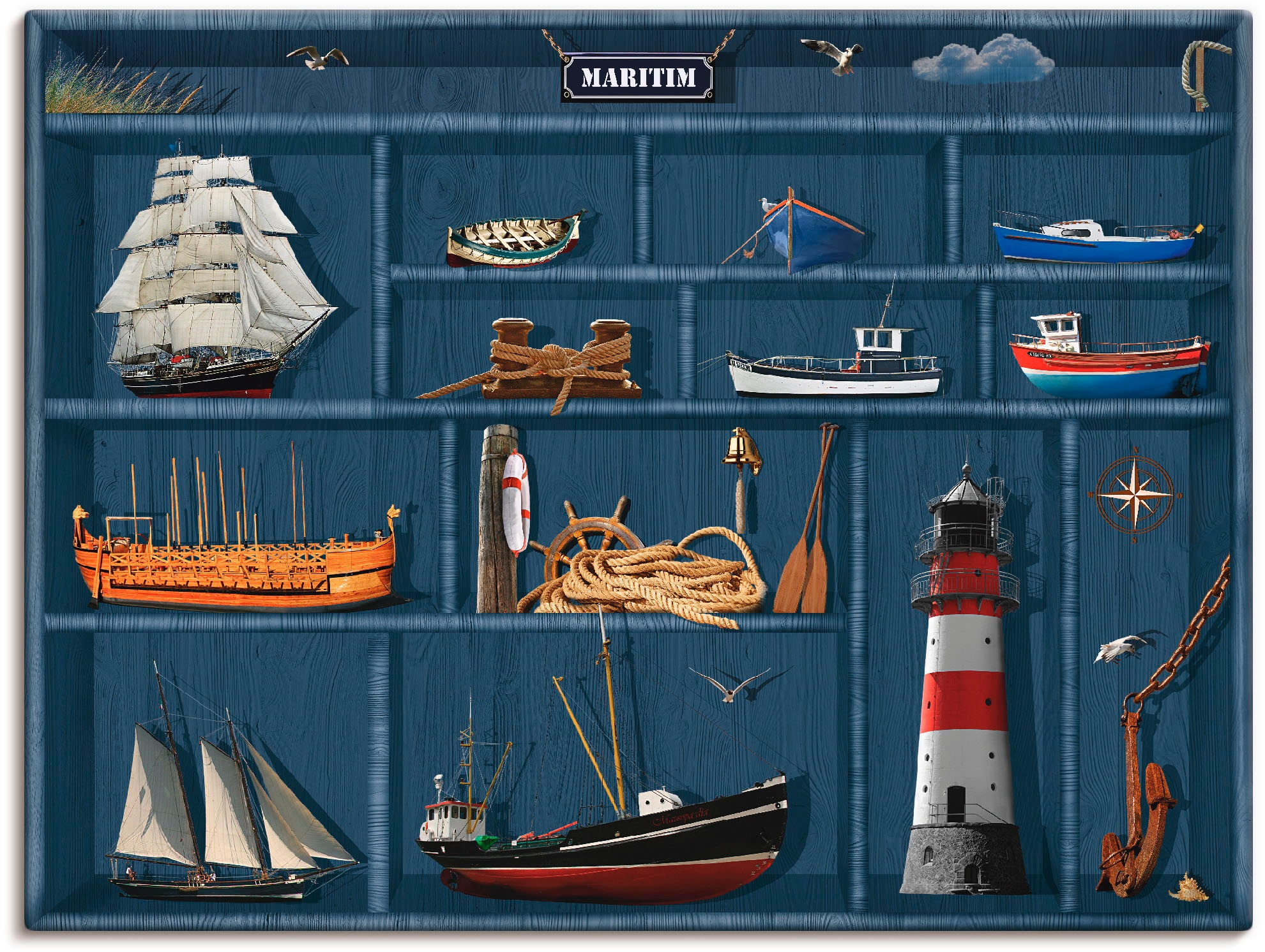 Artland Wandbild "Der maritime Setzkasten", Arrangements, (1 St.), als Lein günstig online kaufen