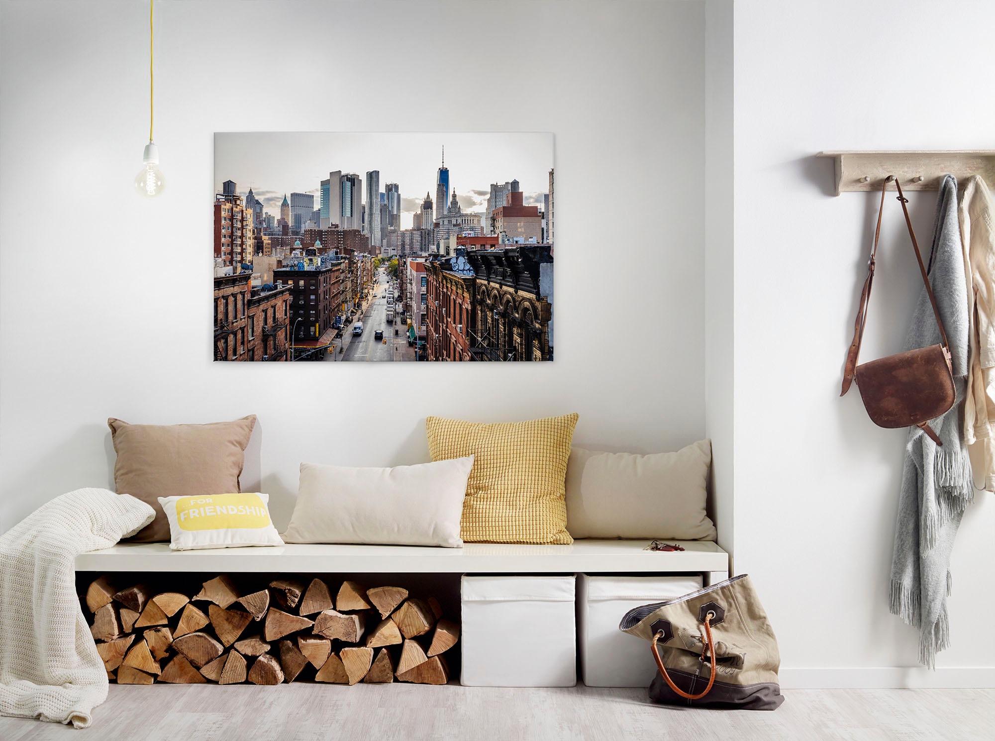 Bricoflor Leinwand New York Skyline Urbanes Wandbild In Beige Und Rosa Für günstig online kaufen