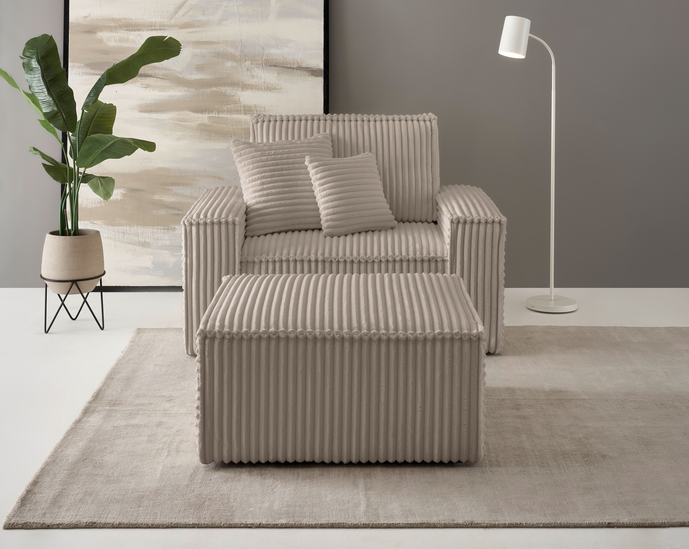 andas Loveseat »FINNLEY, Loveseat & Hocker im Set, trendige Stoffe, inkl. Z günstig online kaufen