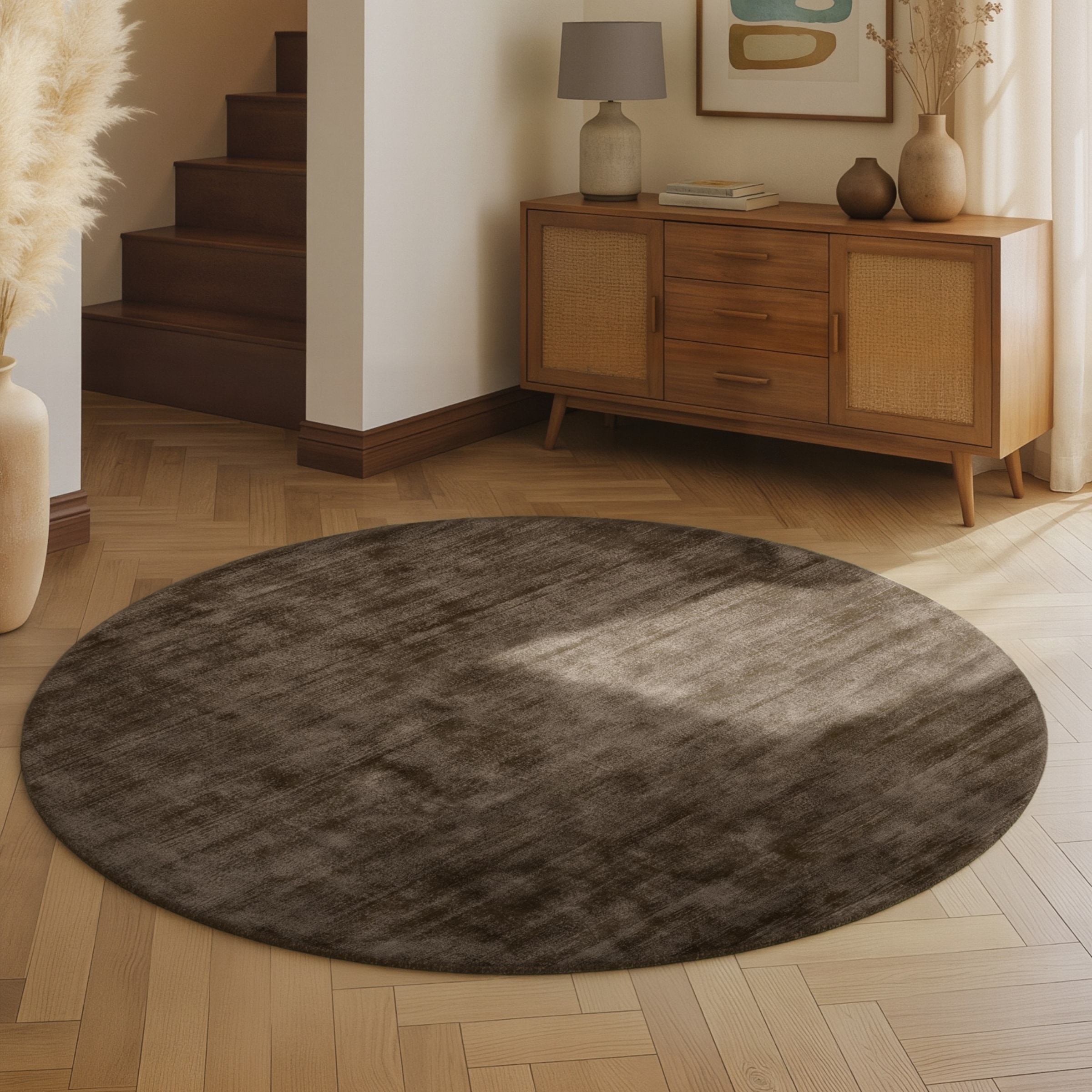 vikosa Teppich »Noemi« rund 10 mm Höhe Dezenter Glanz, Weich, Seidenoptik, Viskose, Wohnzimmer, Schlafzimmer
