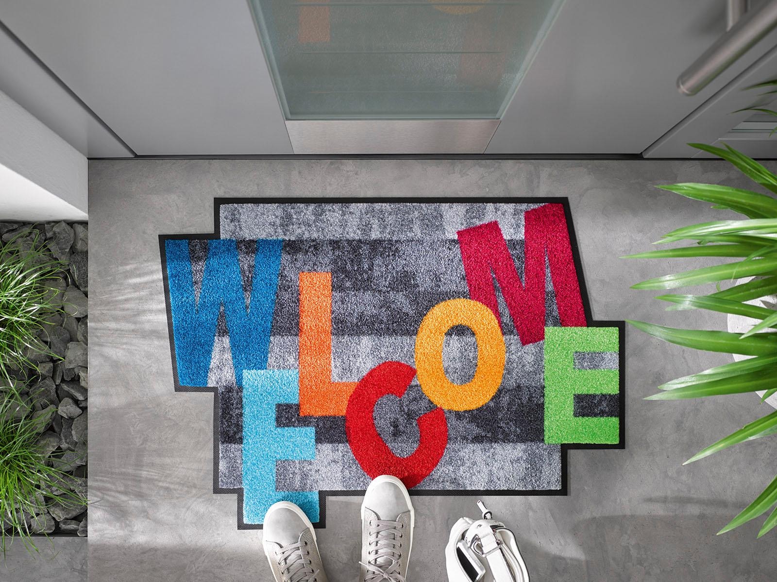 wash+dry by Kleen-Tex Teppich »Crazy Welcome«, rechteckig, mit Spruch,  rutschhemmend, In- und Outdoor geeignet, waschbar bequem und schnell  bestellen