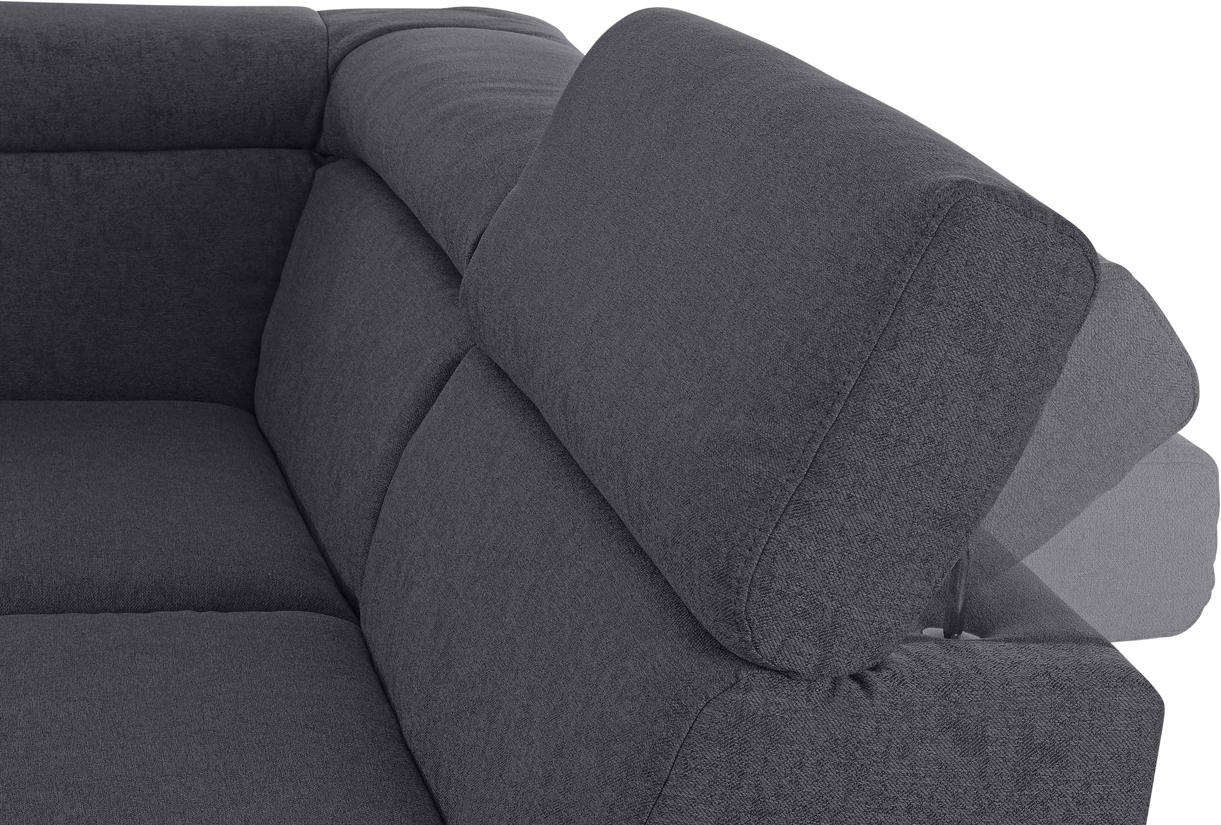 DOMO collection Wohnlandschaft »Mira, inklusive Kopfteilverstellung für mehr Wohlfühlkomfort, U-Form«, wahlweise mit Bettfunktion und Bettkasten, elegant und modern