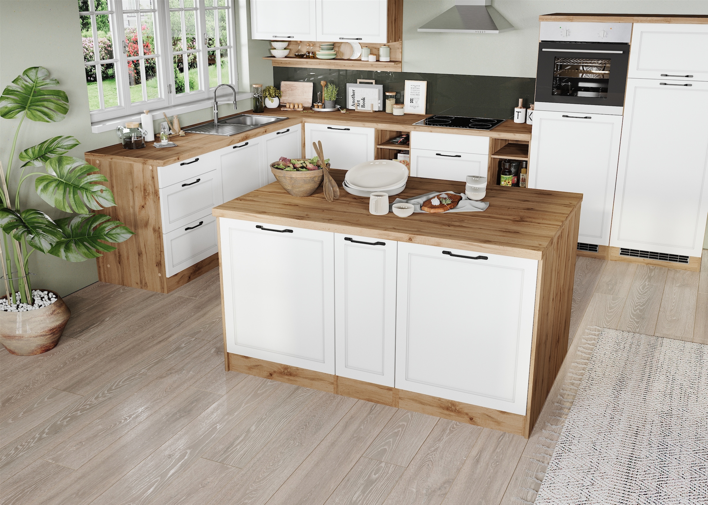 KOCHSTATION Kücheninsel »KS-Lana, Breite 153 cm« MDF-Fronten, Arbeitsplatte 38mm stark