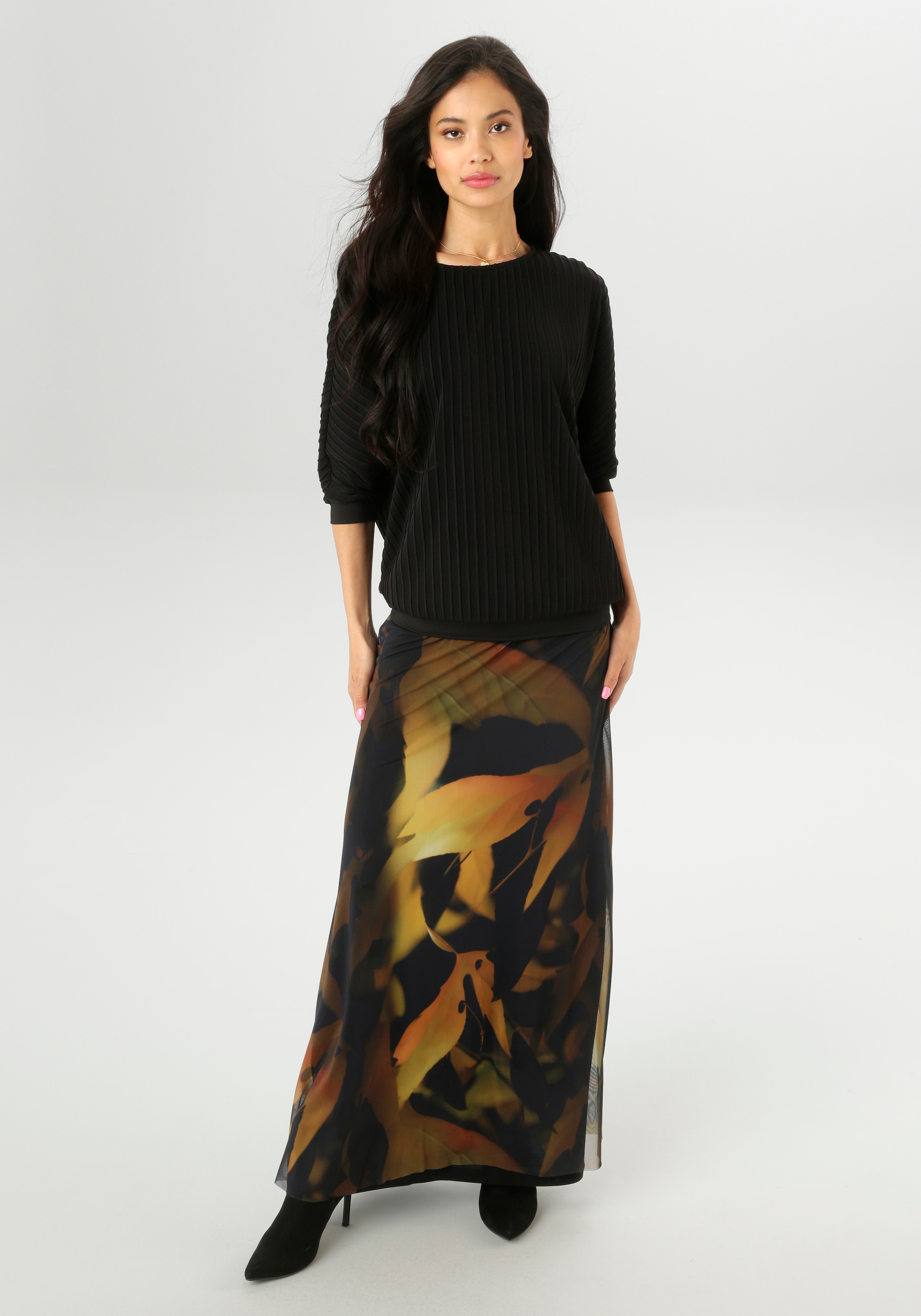 Aniston SELECTED Maxirock, mit farbharmonischen Batikdruckdessin - NEUE KOLLEKTION