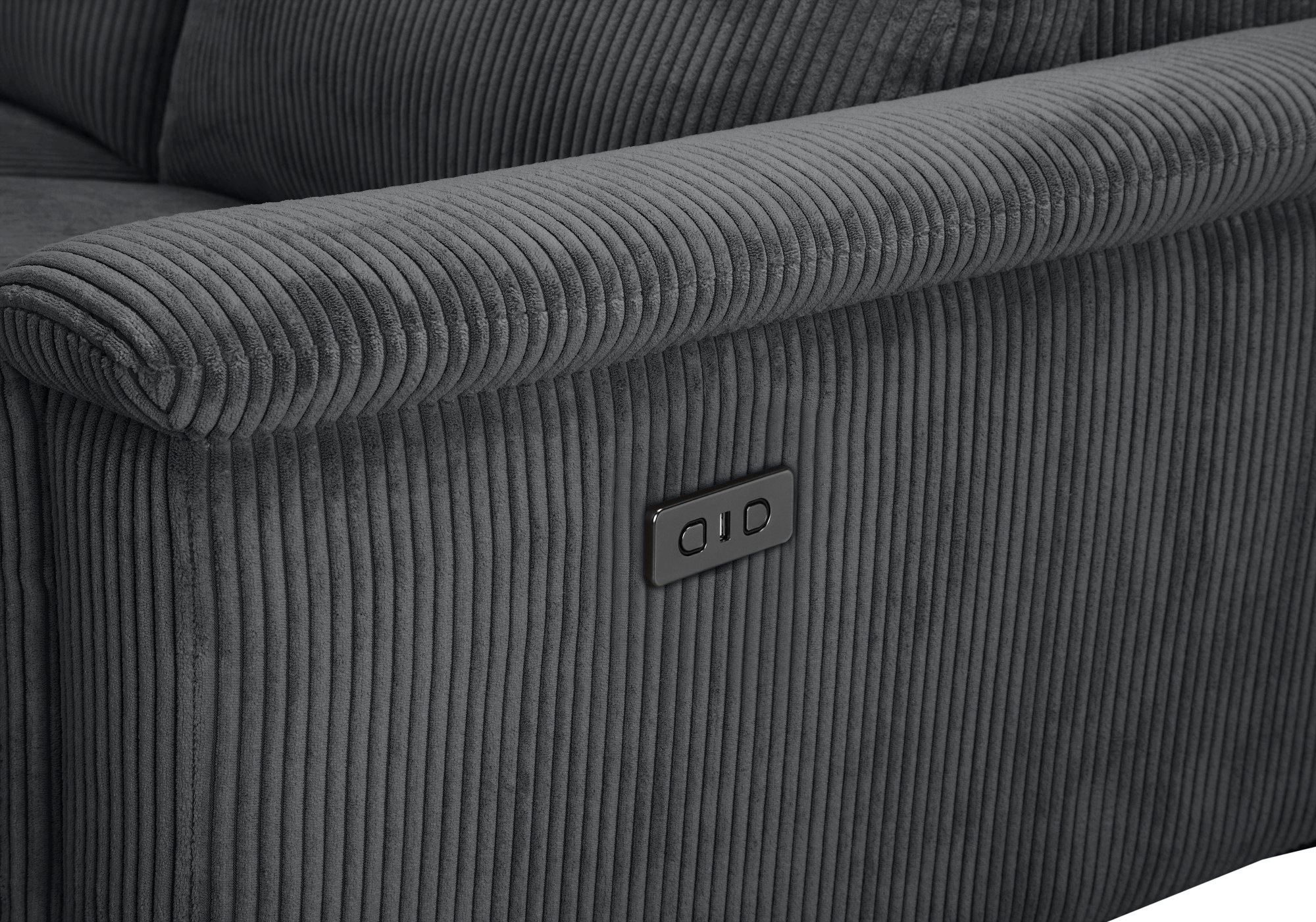 Places of Style Ecksofa »Lund in Cord, L-Form, 261 cm, manuelle und elektr. Relaxfunktion,«, USB-A und Kopfteilverstellung