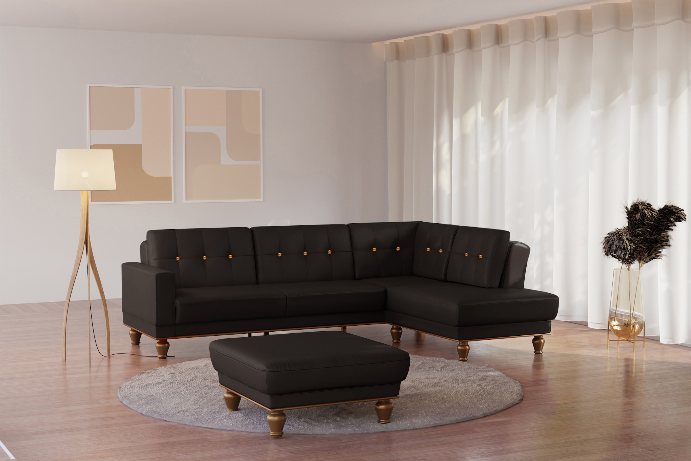 sit&more Ecksofa »Orient 5 L-Form«, mit Strass-Stein, wahlweise mit Bettfunktion und Bettkasten