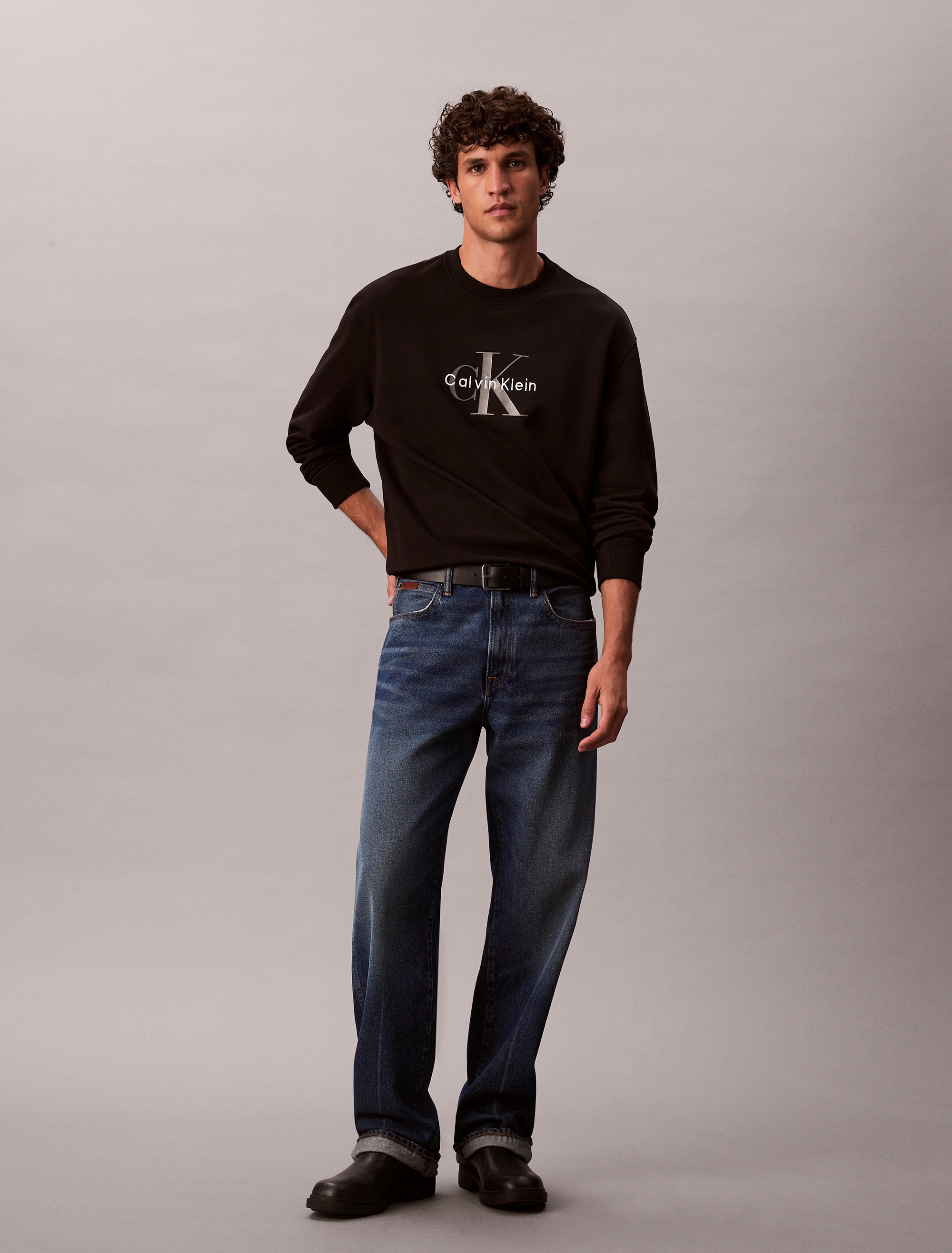 Calvin Klein Jeans Sweatshirt »LS EU 350TERRY MONOLOGO CN SWTSH«, Rundhalsausschnitt, regular fit
