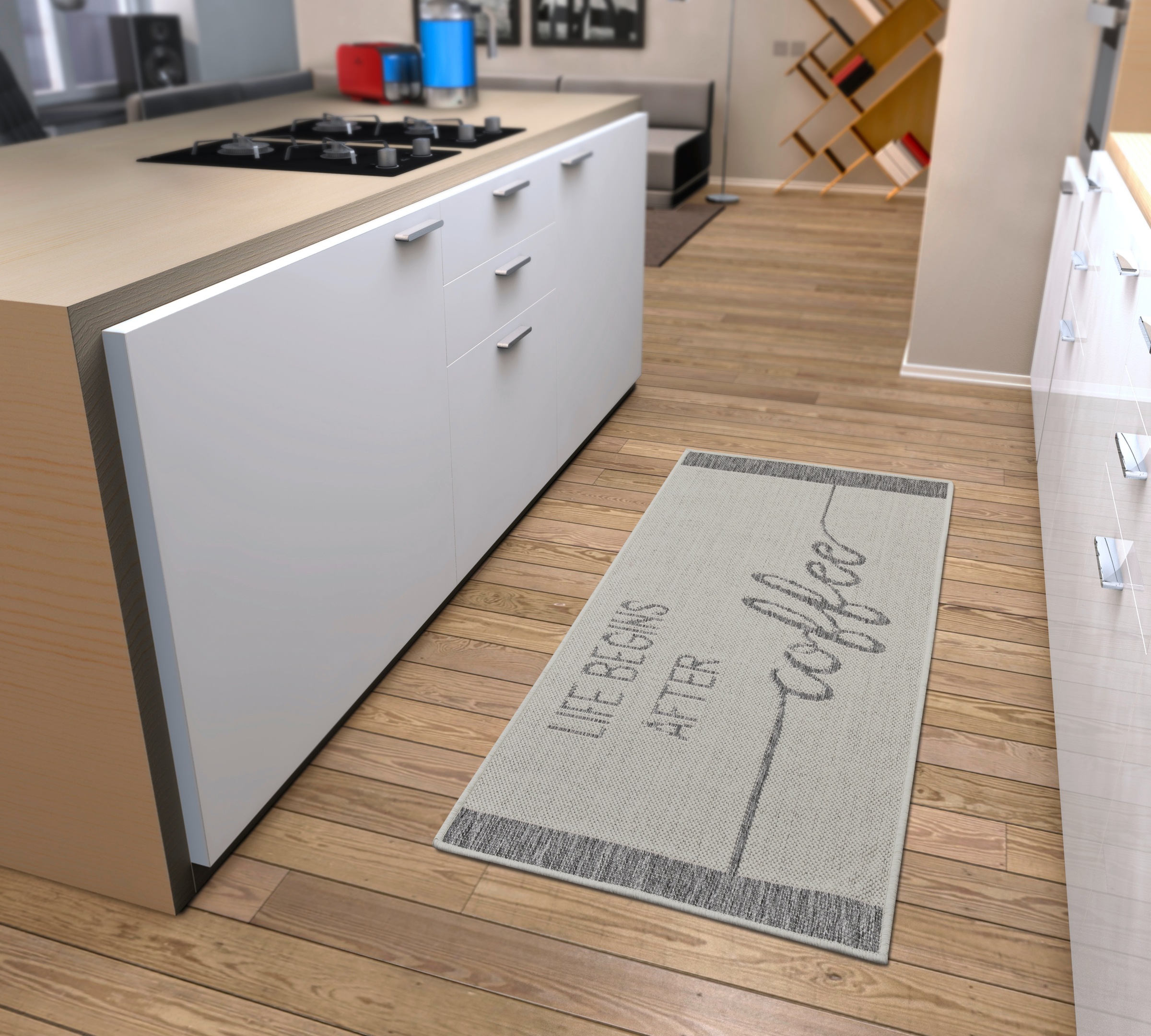 HANSE Home Küchenläufer »Life Begins After Coffee«, rechteckig, 5 mm Höhe, Läufer, Rutschfest, Küchenteppich, Küche, Teppich, Pflegeleicht