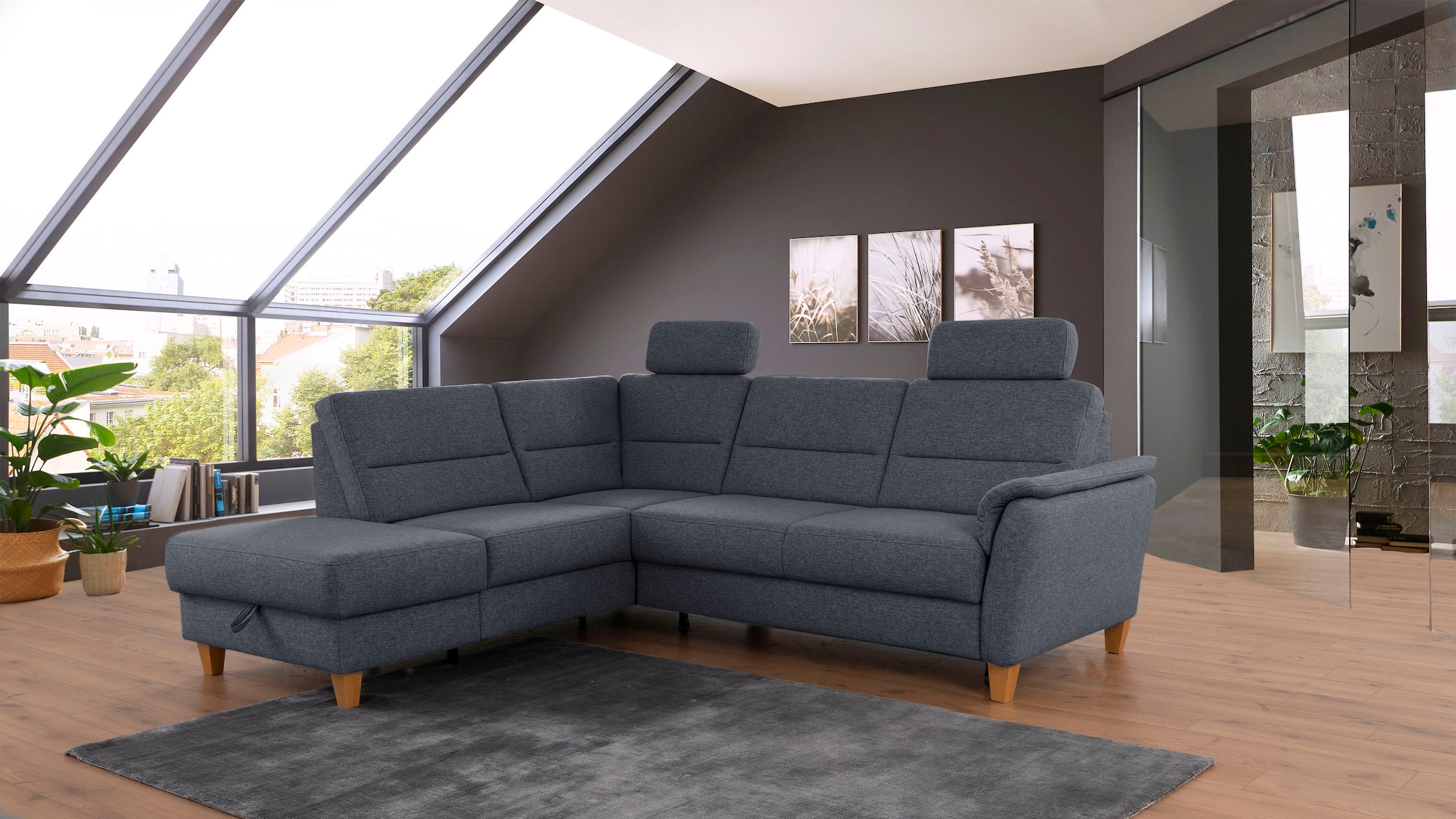 Home affaire Ecksofa »Palmera L-Form, B: 236 cm« optional Bettfunktion & Be günstig online kaufen