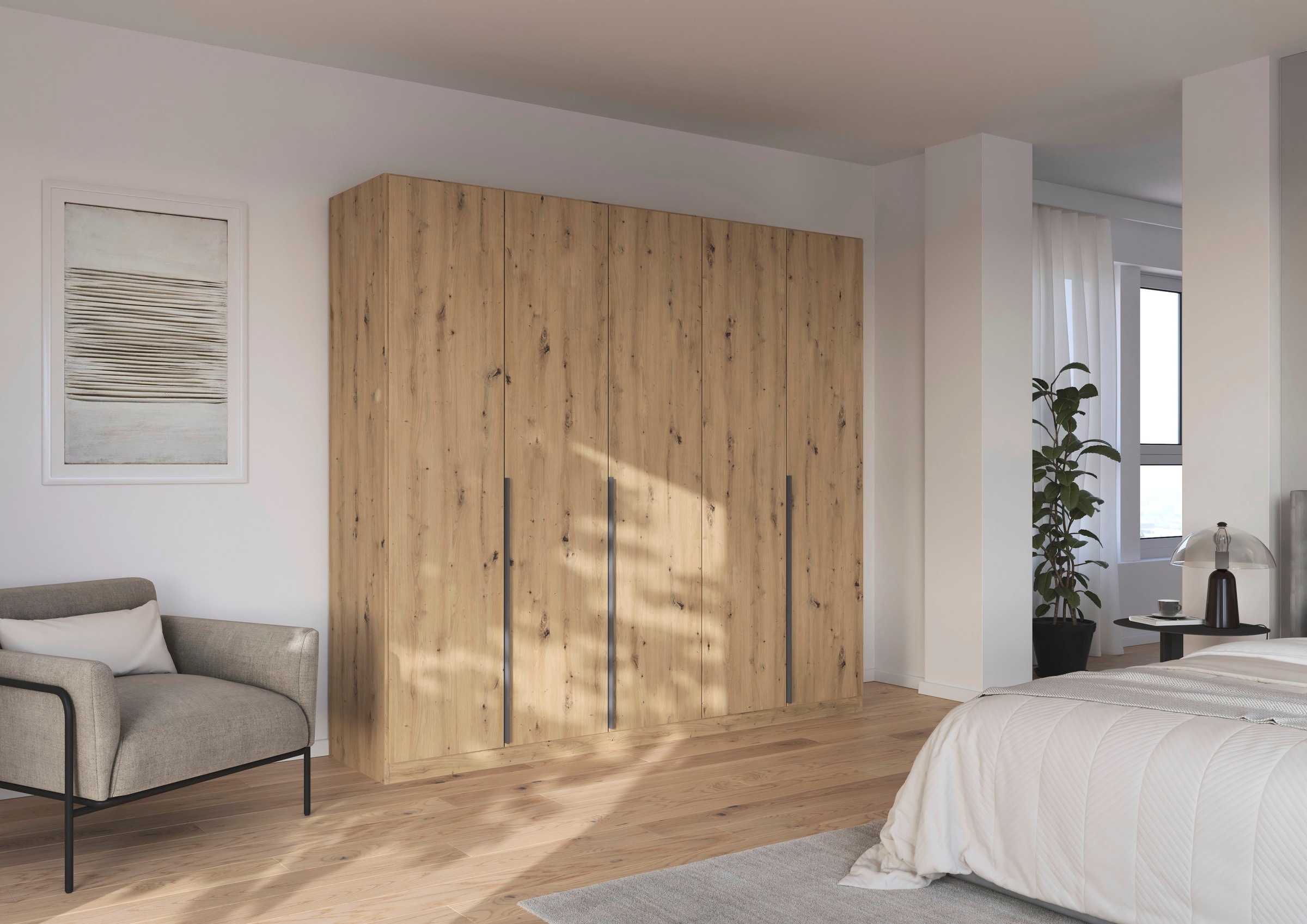rauch Drehtürenschrank »Kleiderschrank Schrank Garderobe AGORDO TOPSELLER Schlafzimmer«, (in zwei Griff-Farben mit Dekor- oder Hochglanzfront), durchdachte Innenausstattung, in 6 Breiten und 2 Höhen MADE IN GERMANY