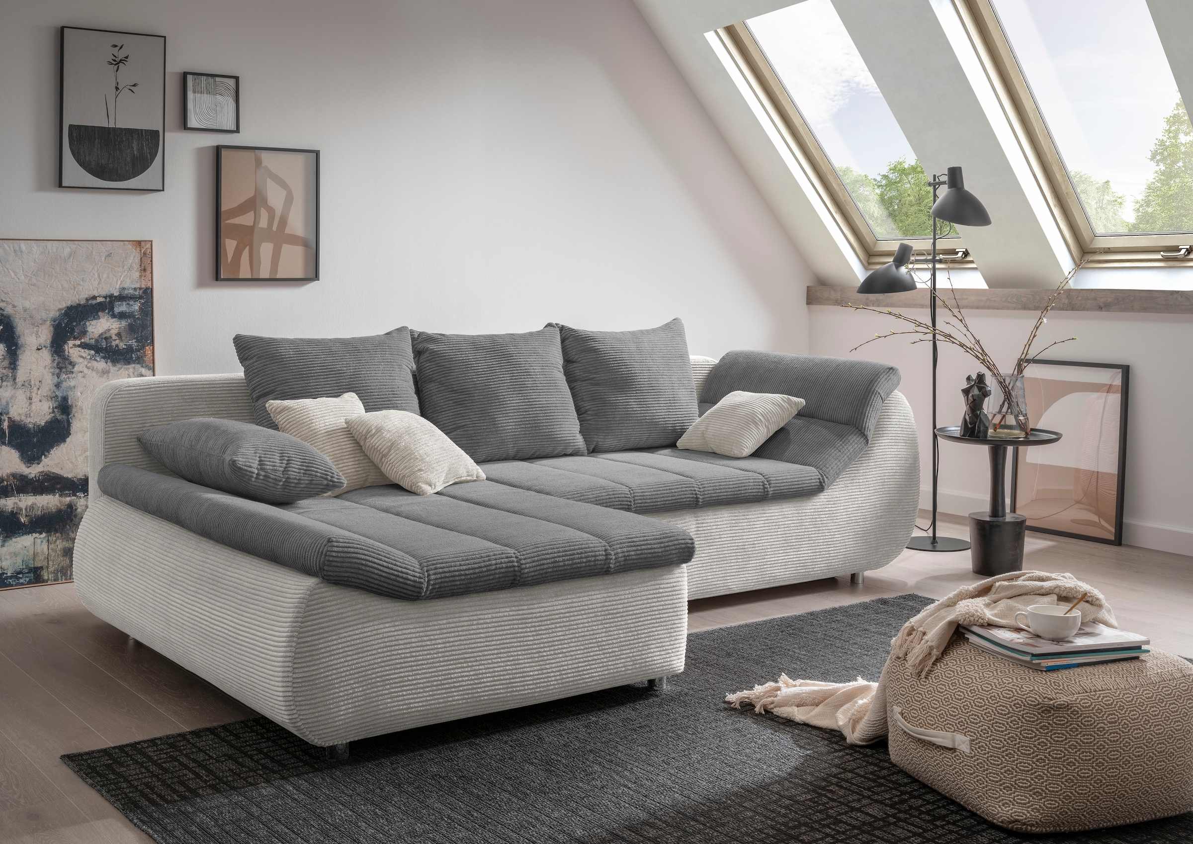 INOSIGN Ecksofa »Imola elegant und bequem, aktuelle Steppung im Sitz, L-For günstig online kaufen