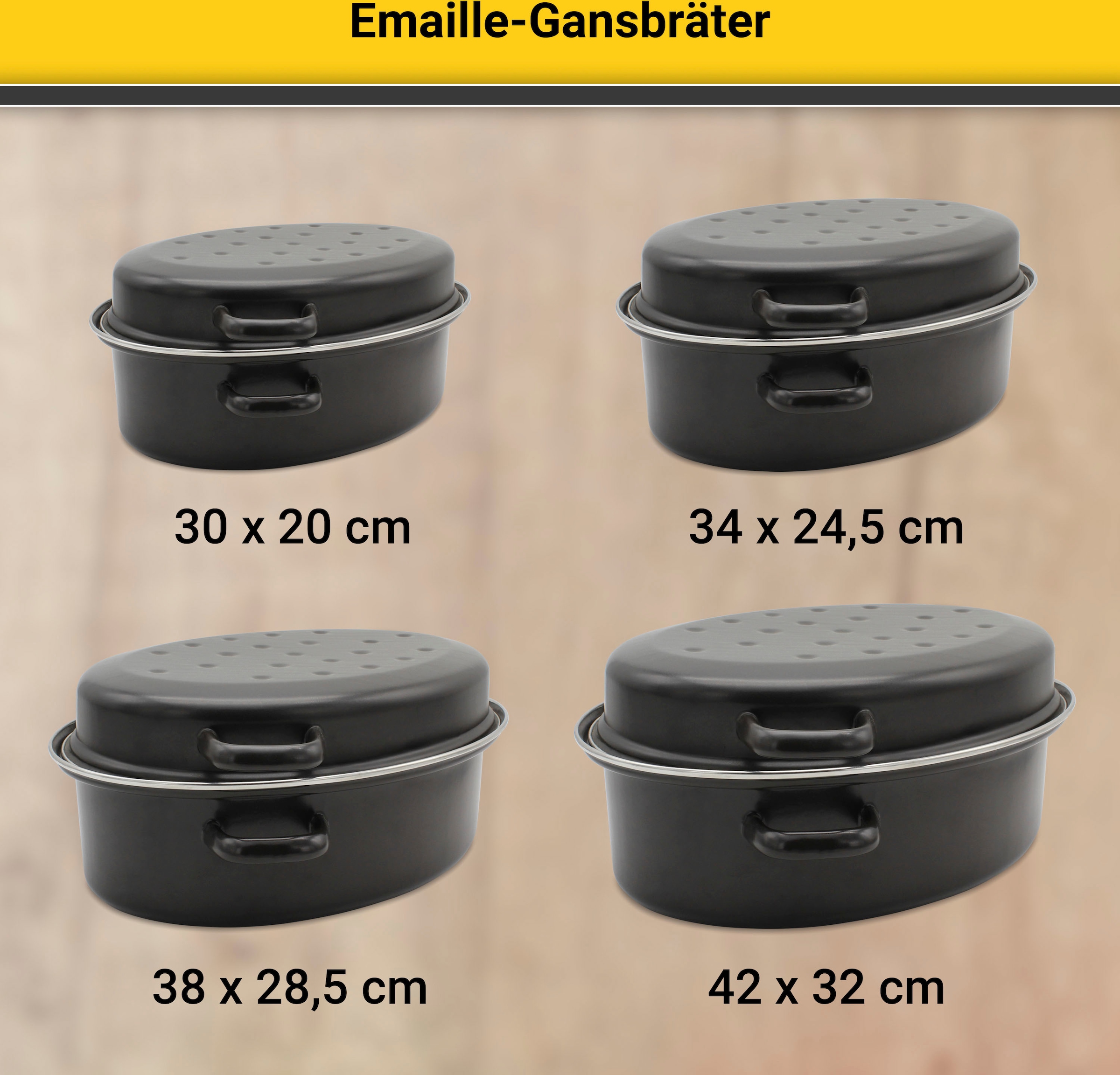 Krüger Bräter, emailliertes Stahlblech, mit Chromrand, Induktion