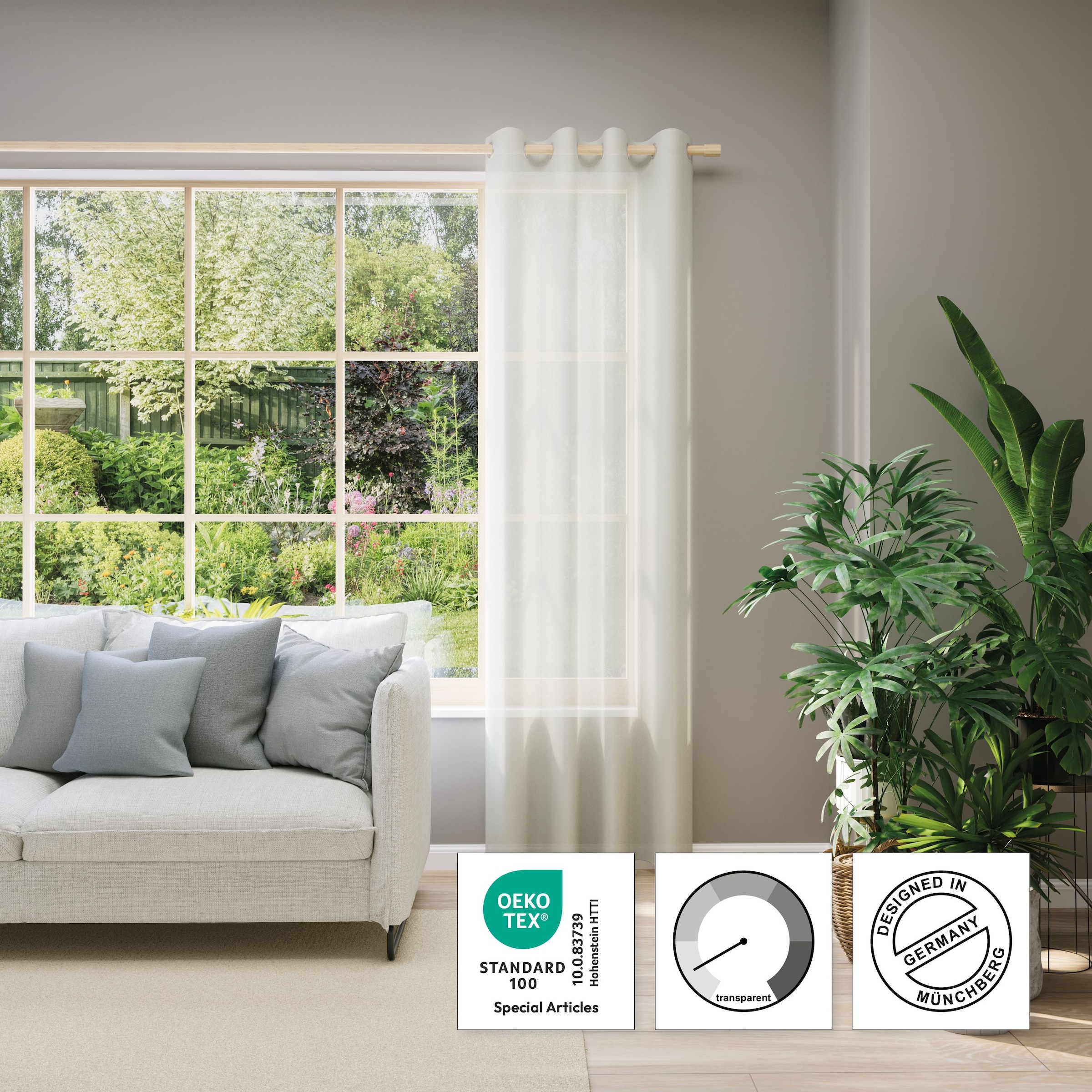 Neutex for you! Vorhang nach Maß »EVA«, (1 St.), Uni-Voile mit elegantem Glanz
