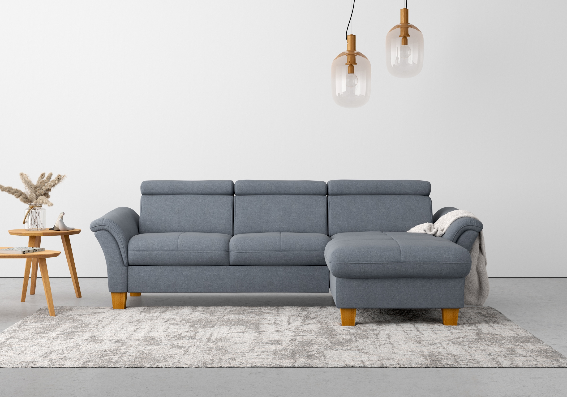 Home affaire Ecksofa »Lindgren L-Form«, wahlweise mit Bett mit klappbaren Rollen, Kasten und Kopfverstellung