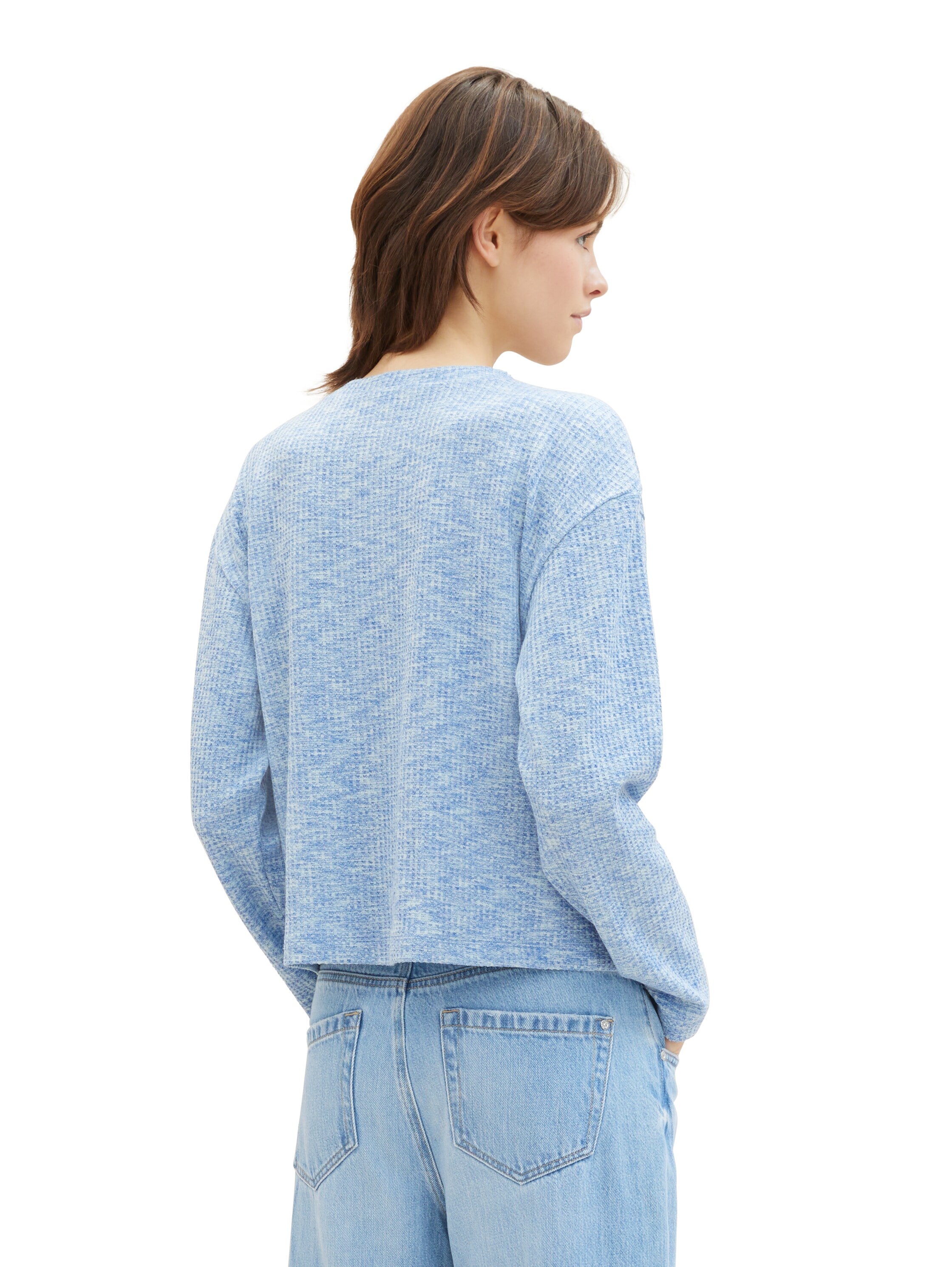 TOM TAILOR Denim Rundhalsshirt, mit langen Ärmeln und Viskose