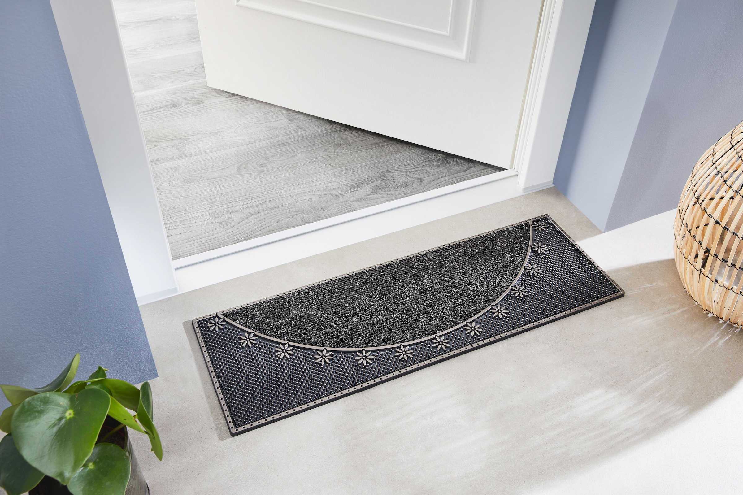 Home2Fashion Fußmatte »CC Clean Alpine«, rechteckig, 8 mm Höhe, schmale Schmutzfangmatte, Blumen, robust, In- und Outdoor geeignet