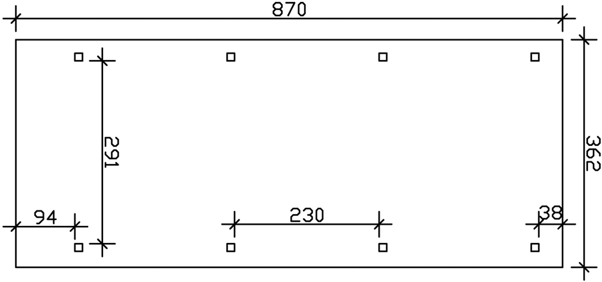 Skanholz Einzelcarport »Wendland«, Leimholz-Fichte, 291 cm, Natur, mit EPDM-Dach, rote Blende