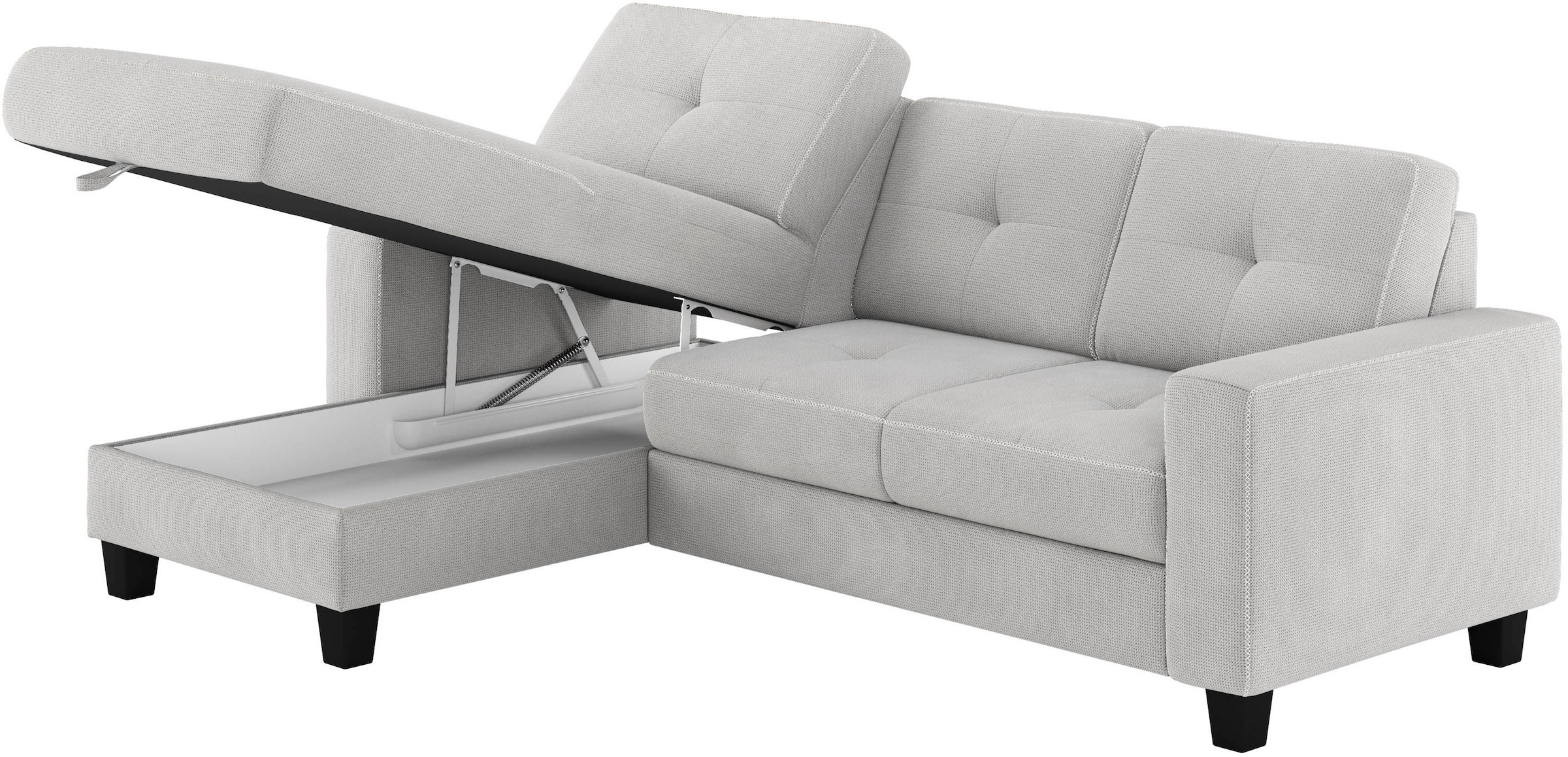 Places of Style Ecksofa »Varese L-Form«, wahlweise mit Bettfunktion und Bettkasten