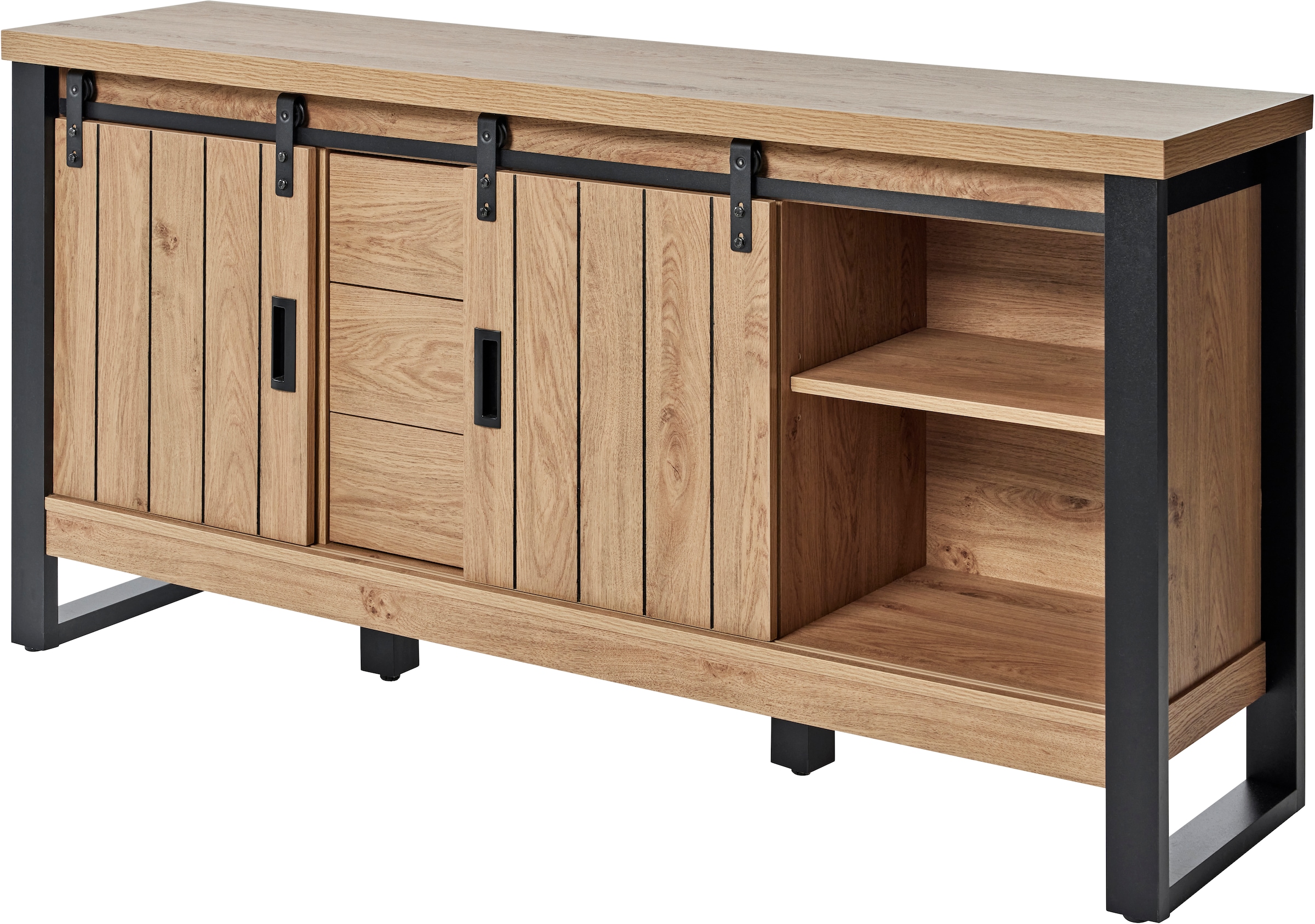 Jahnke Sideboard »SLIDE SBS 150«, (1 St.), Sideboard mit 2 Schiebetüren, Metallgestell, Breite ca. 150cm