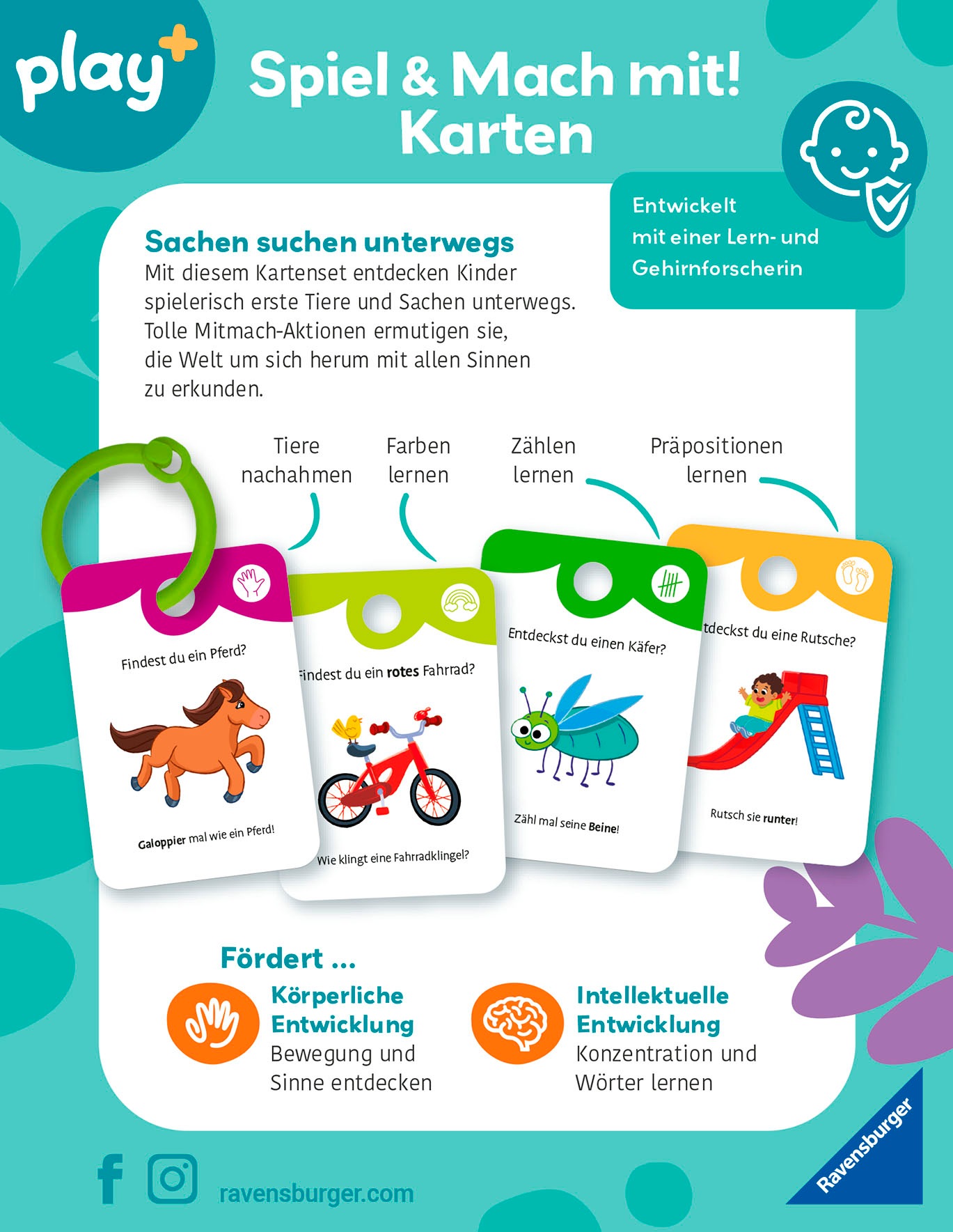 Ravensburger Spiel »Play+ Spiel & Mach mit! Karten: Sachen suchen: unterwegs«