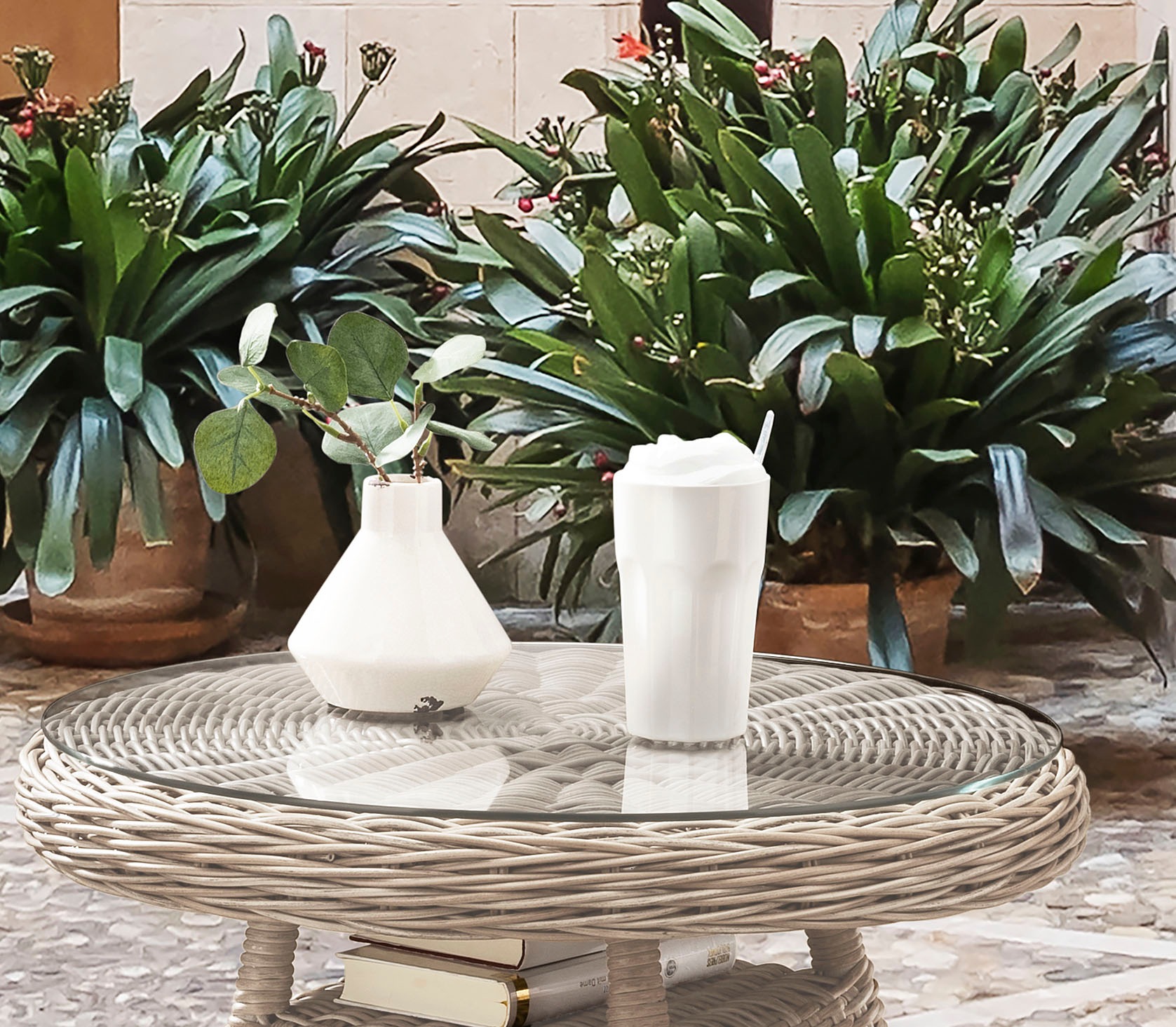 Destiny Gartentisch »MALAGA«, Ø: 60cm x H: 55cm, Aluminium, Polyrattan günstig online kaufen