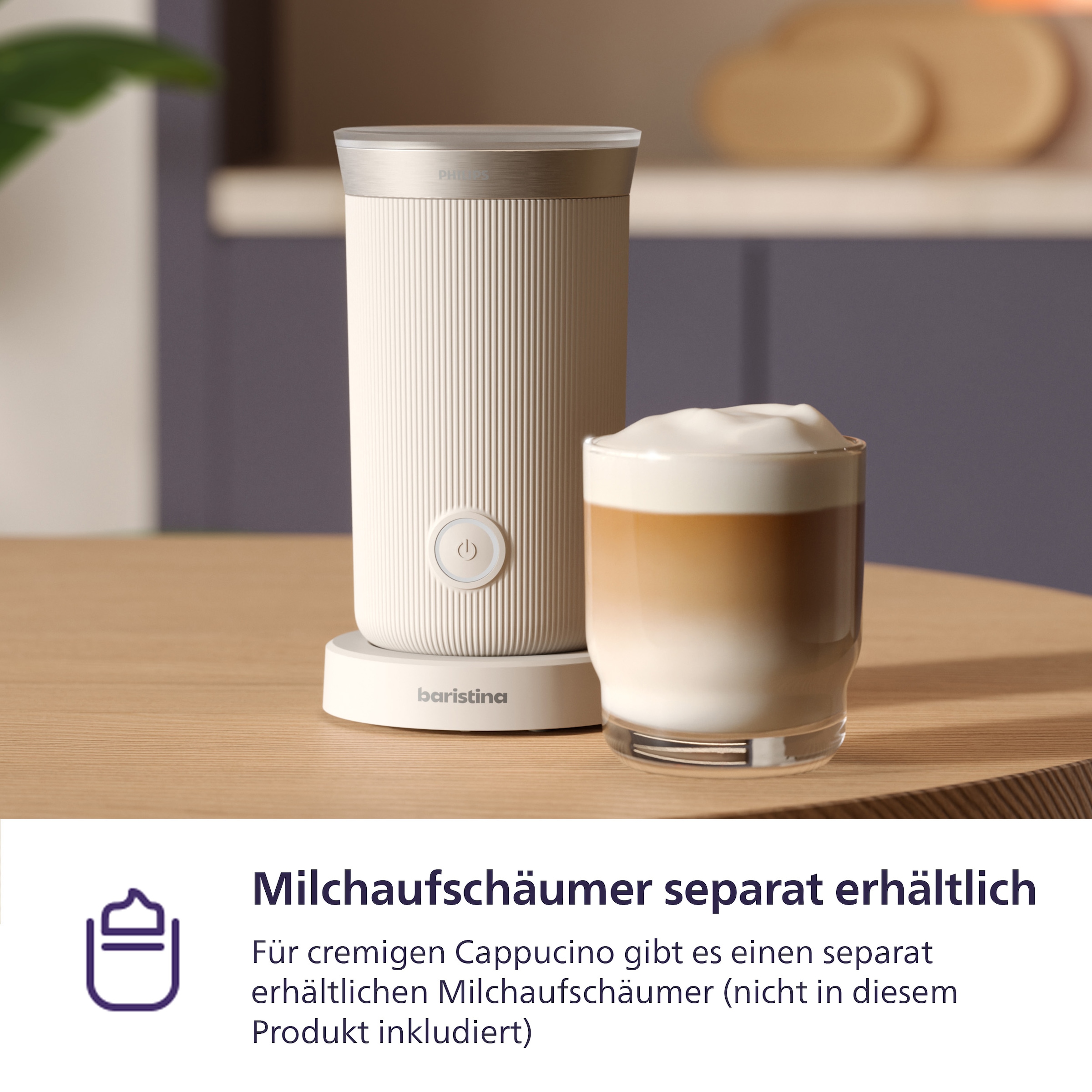PHILIPS baristina Espressomaschine »BAR300/03 mit Mahlwerk für ganze Bohnen« 16 bar Pumpendruck, Naturweiß​/Mangogelb