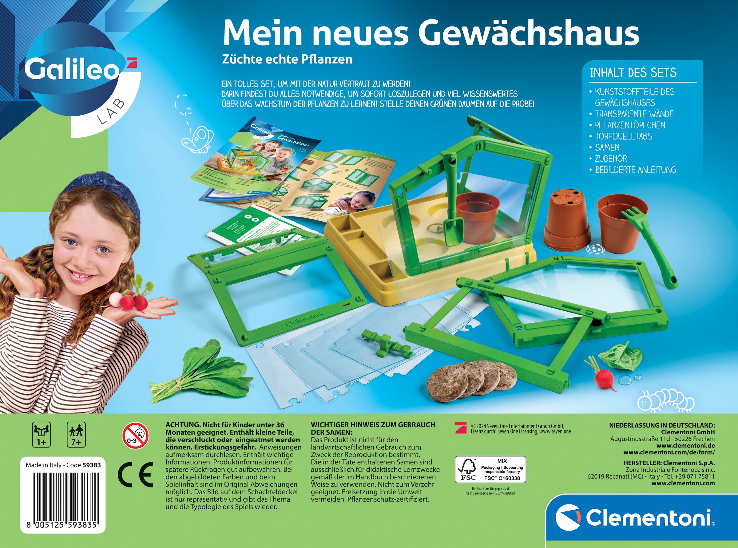 Clementoni® Experimentierkasten »Galileo Lab, Mein neues Gewächshaus«, Made in Europe