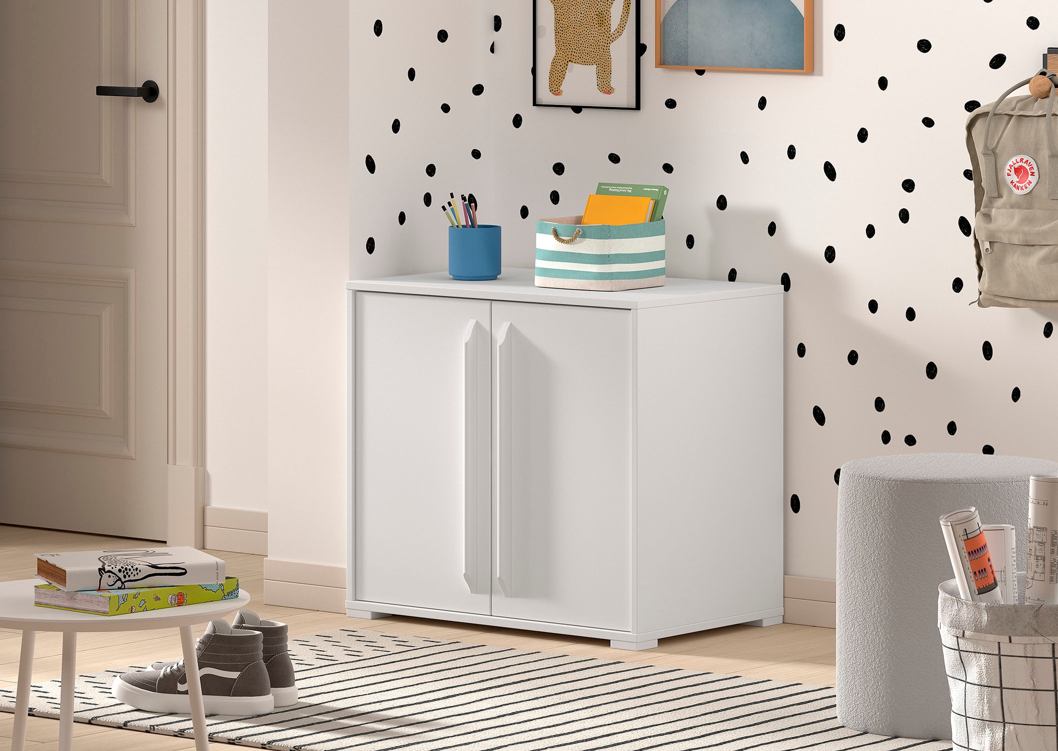 Vipack Stauraumbett »Sam, schlafen und arbeiten in einem, wahlweise Eiche- oder Weiß-Dekor« Liegefläche 90x200 cm, darunter eine große ausziehbare Schreibplatte,  mit Absturzschutz, Leiter u. Stauraum, pflegeleichte Dekor Oberfläche