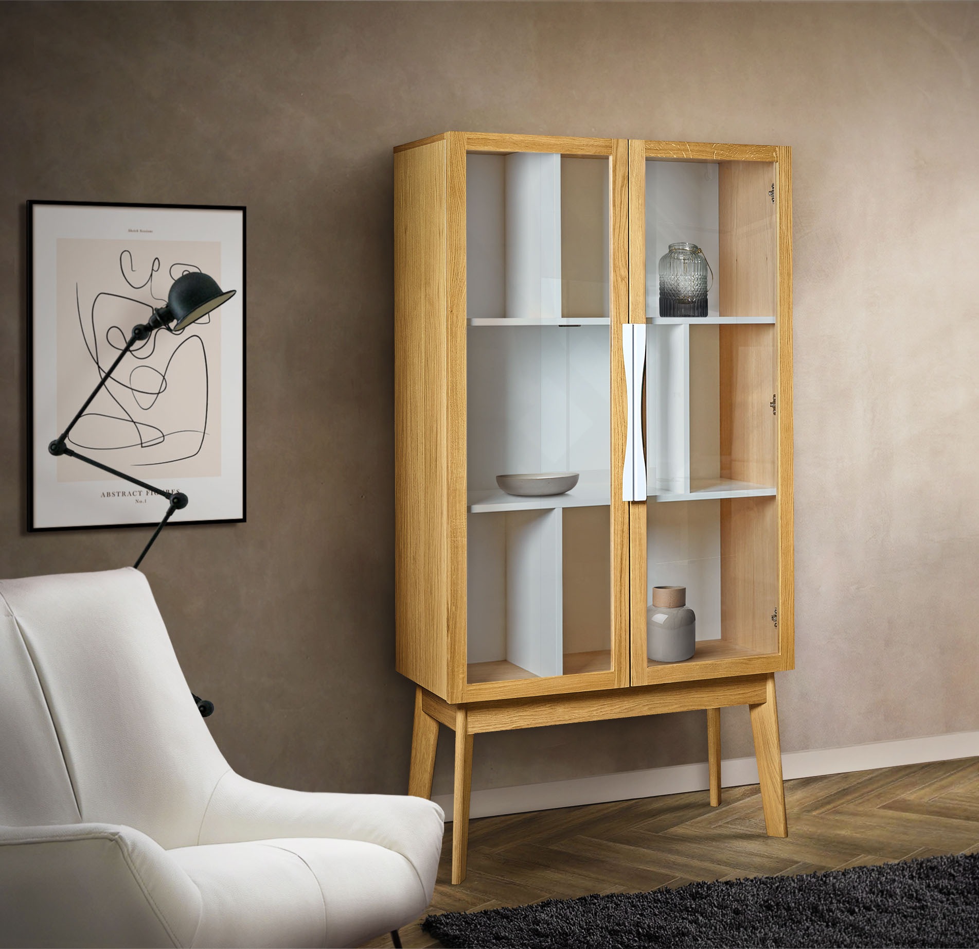 Woodman Bücherregal »Hilla« Breite 88 cm, Türen mit Glaseinsätzen, Holzfurn günstig online kaufen