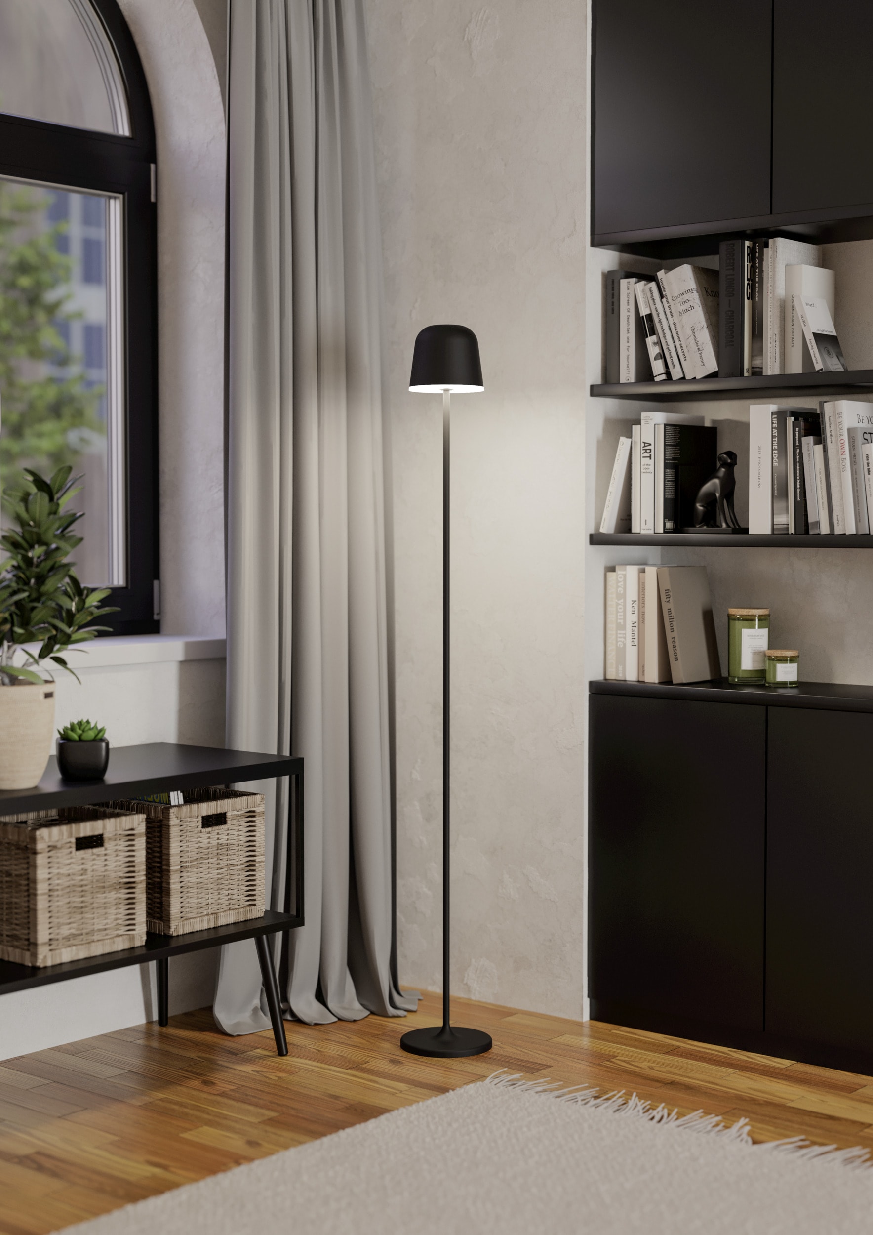 EGLO Stehlampe »MANNERA-L Stehlampe - Alu, Stahl - LED - 4,3W - IP54« LED-Modul 1 Stk. Neutralweiß | Warmweiß Standleuchte, Leselampe, Wohzimmer, Schlafzimmer, H140 x Ø16 cm