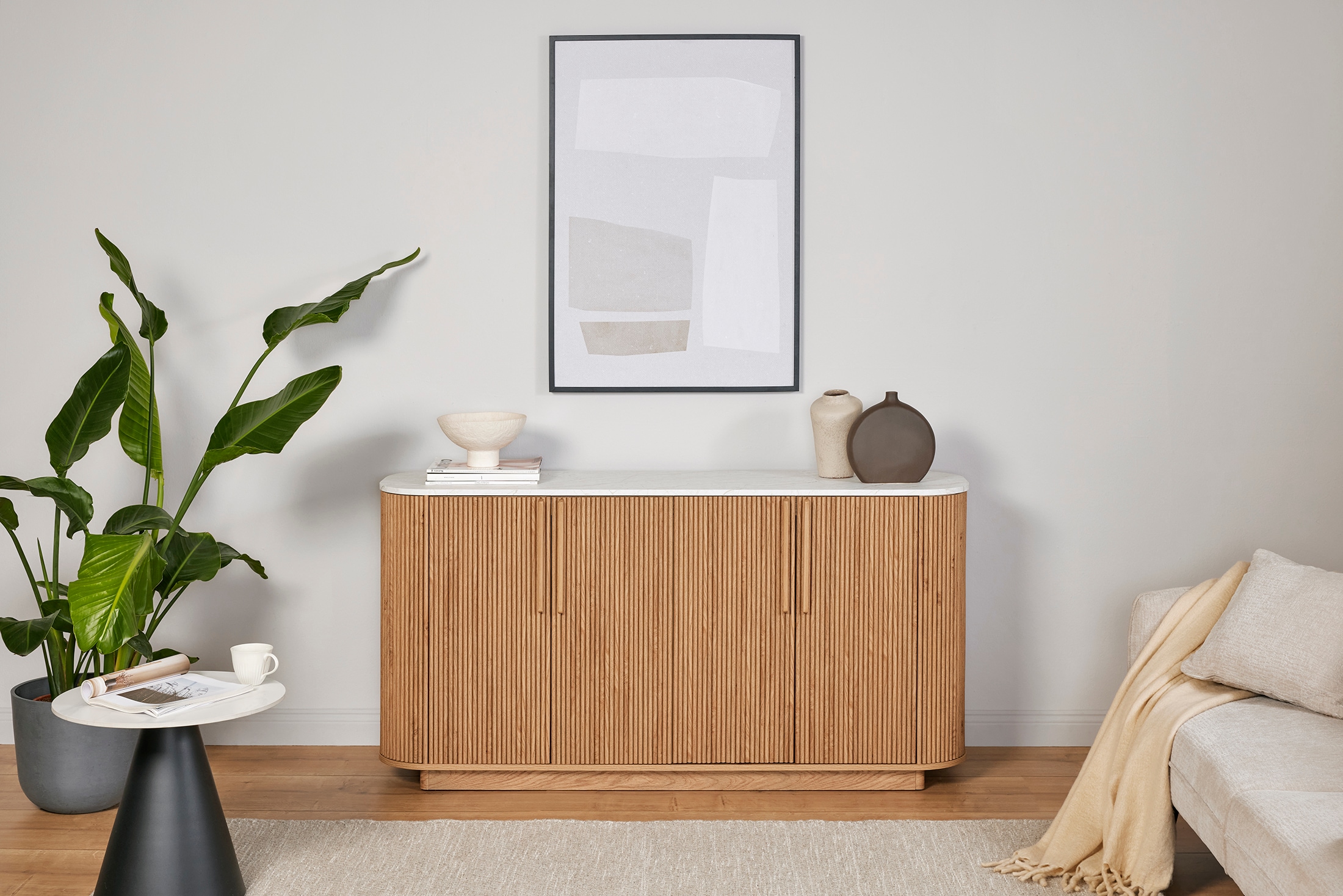 Jahnke Sideboard »STRING SB 160«, (1 St.), Sideboard, 4-türig, Marmor-Look, Breite 159,5 cm