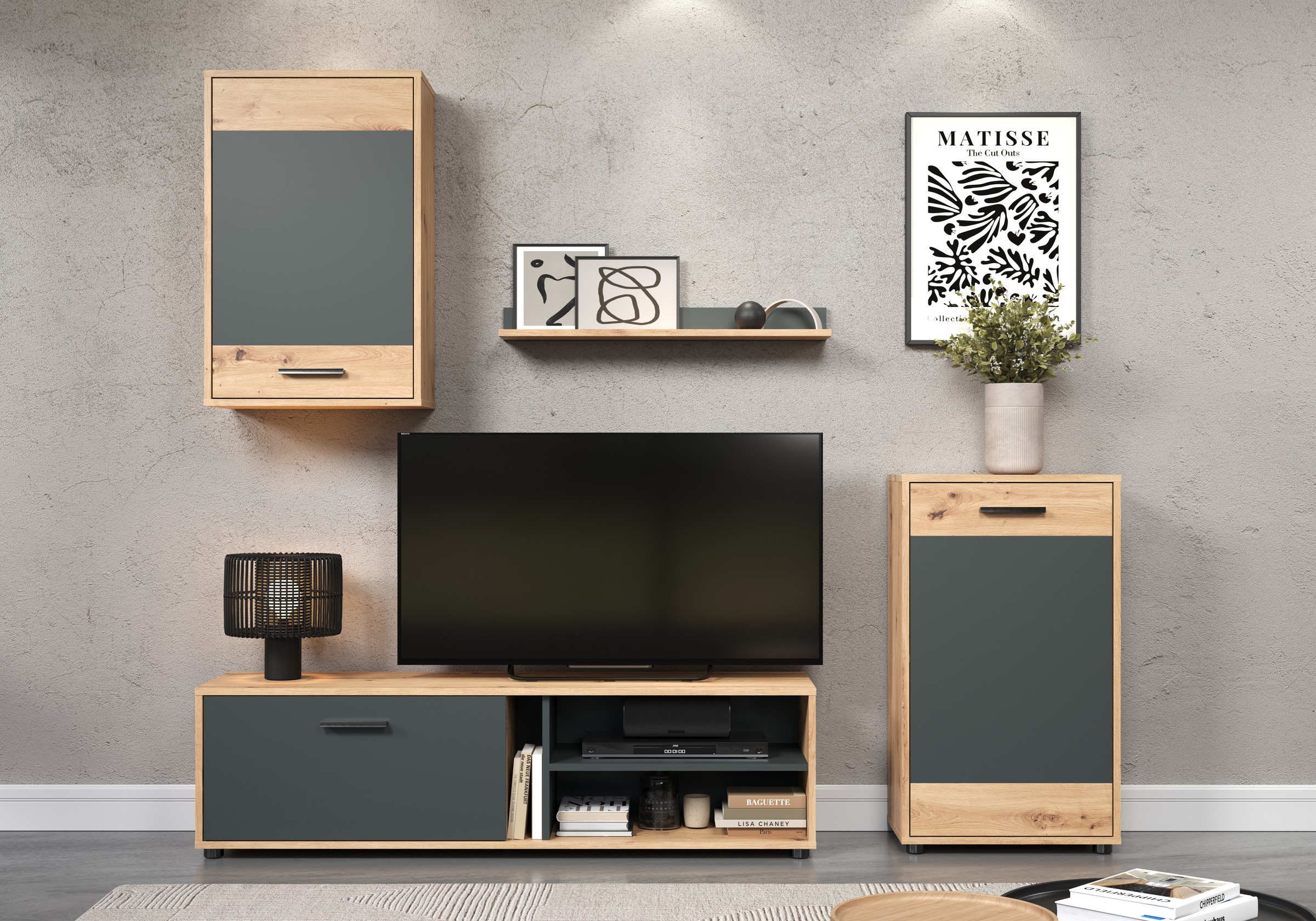 INOSIGN Wohnwand »Valetta«, (Komplett-Set, 4 St.), inkl. Lowboard, Hängesch günstig online kaufen